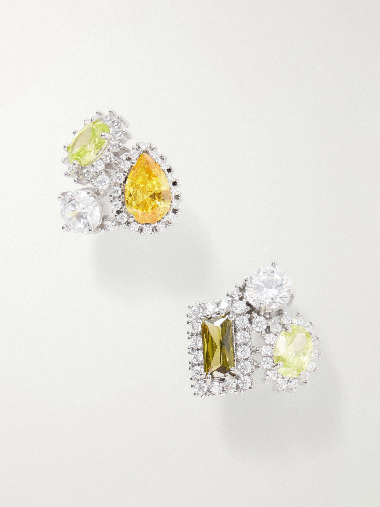 Maison Margiela Cluster Embellished Silver-tone Earrings In Yellow