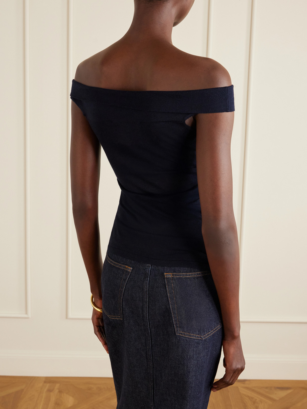 Off-The-Shoulder Silk And Cashmere-Blend Top