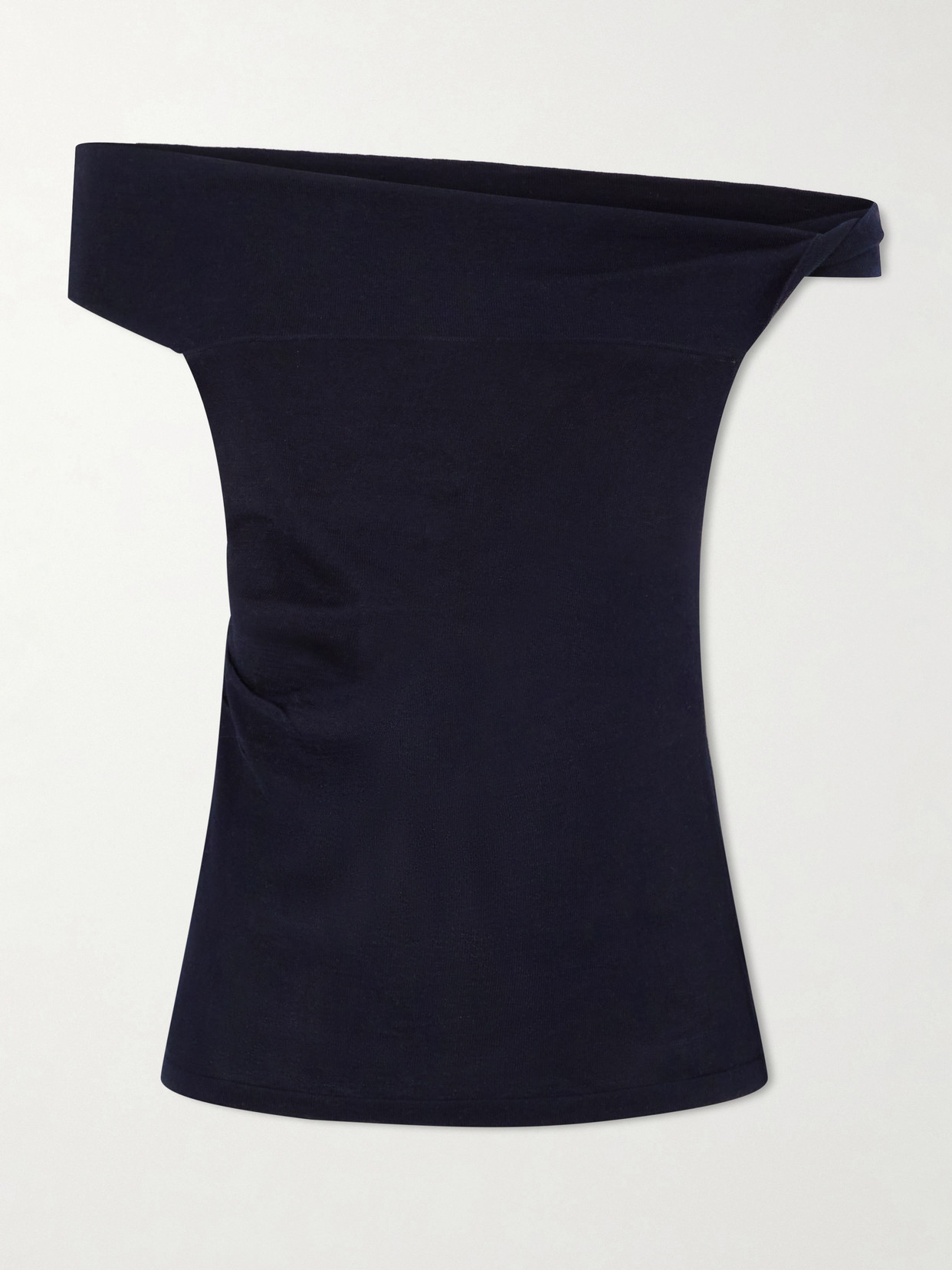 Arch4 Off-the-shoulder Silk And Cashmere-blend Top In Blue
