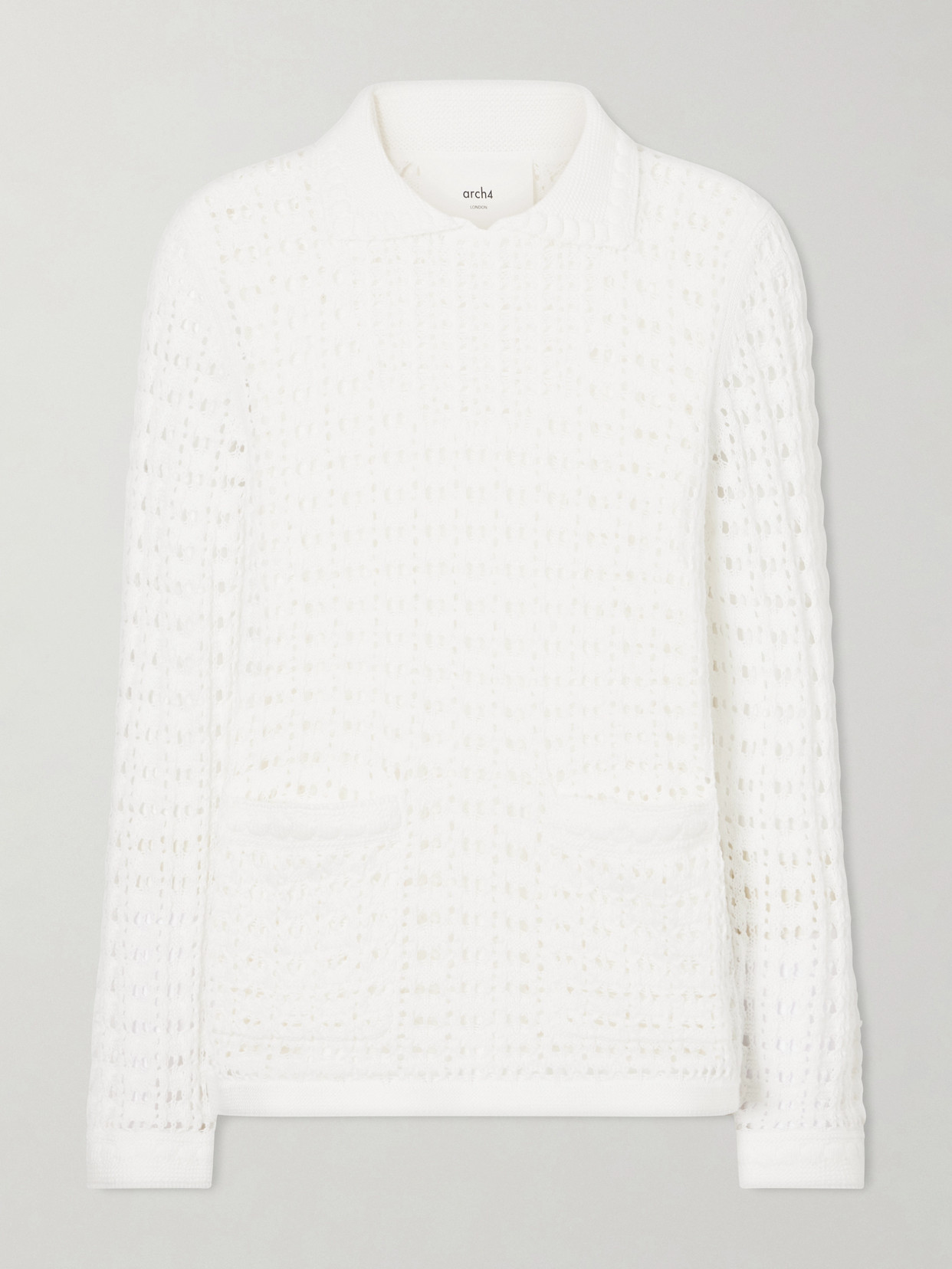 Arch4 Sunny Crocheted Cotton Sweater In White