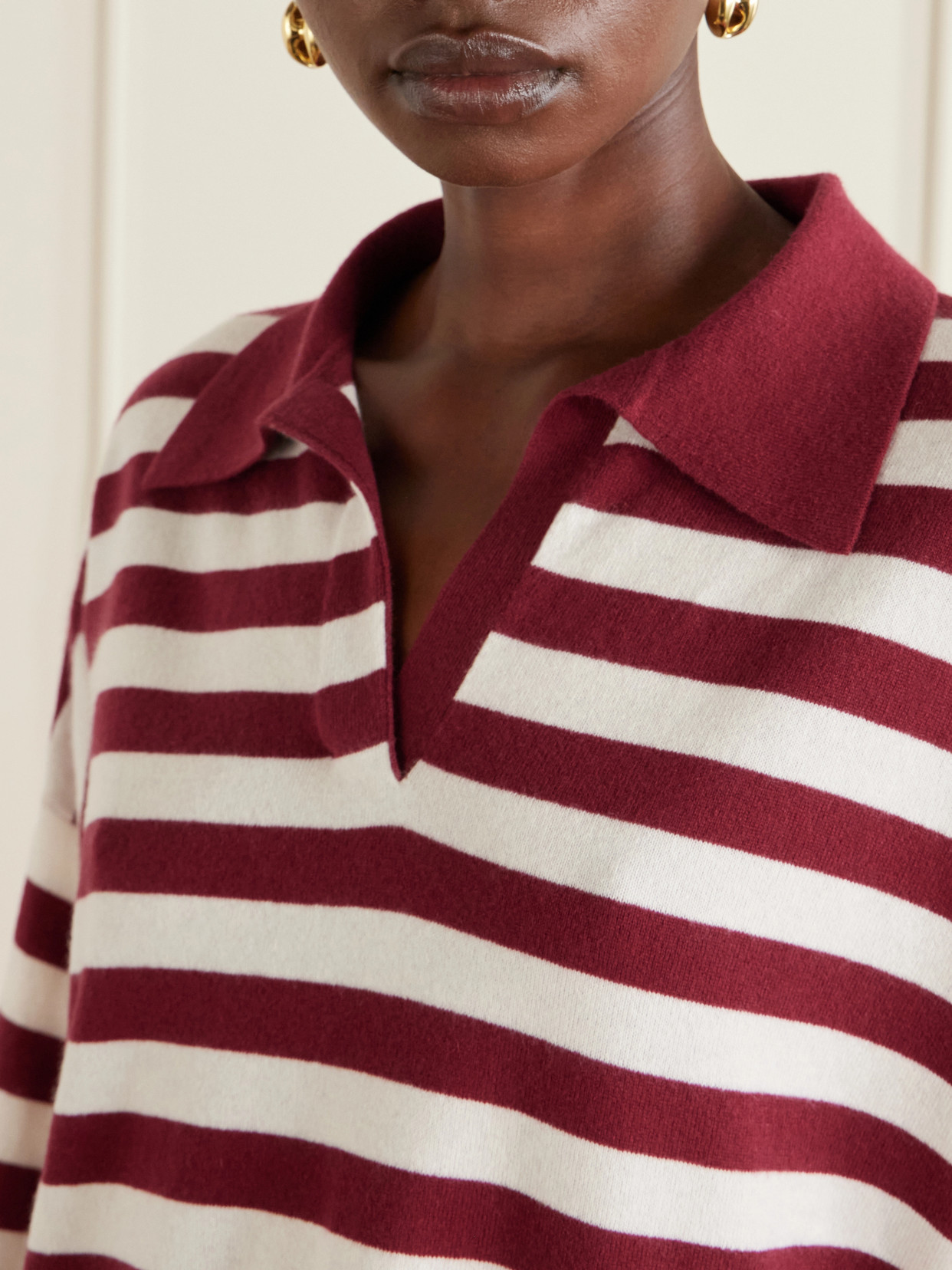 Victoria Striped Cashmere Polo