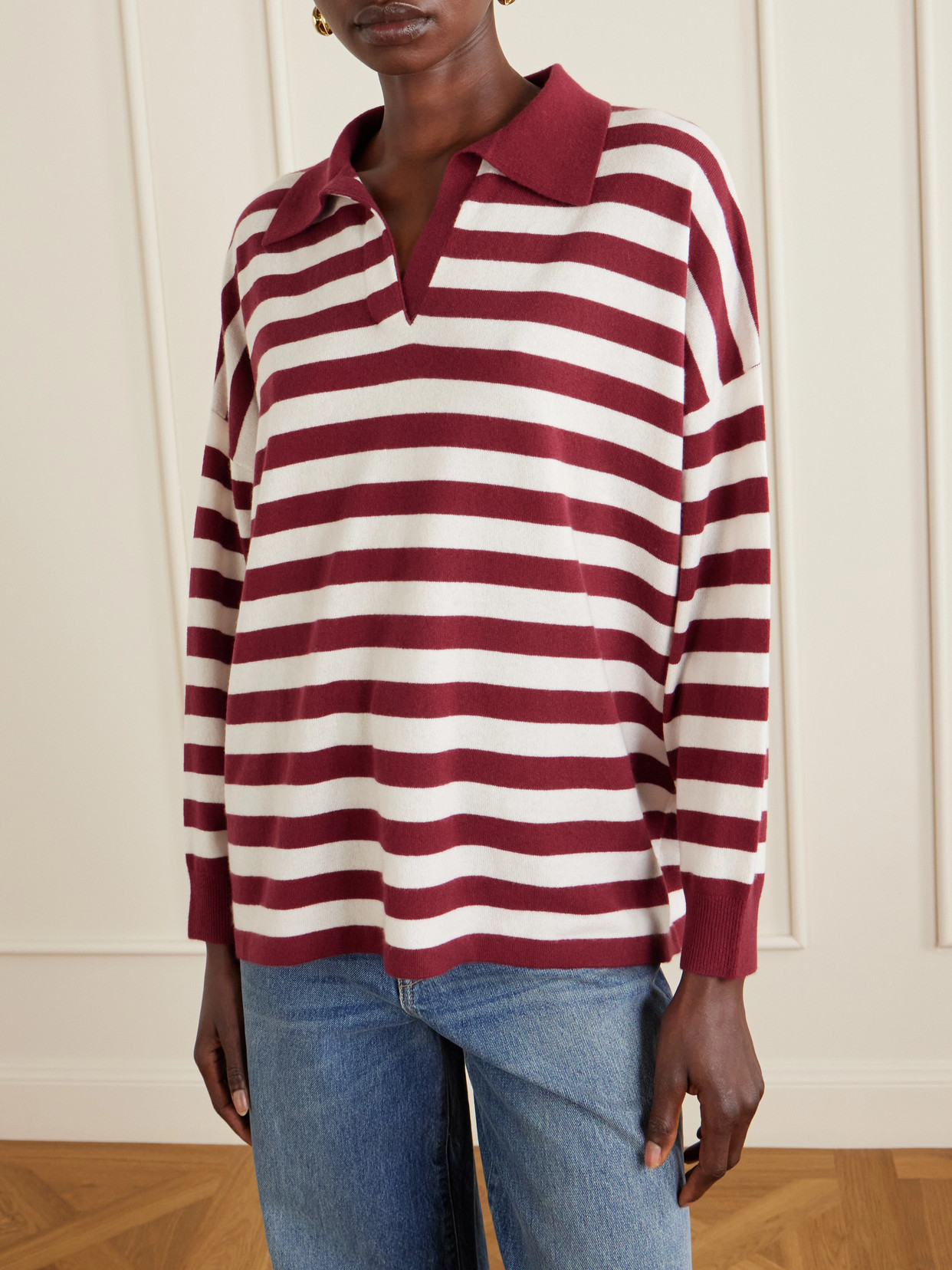 Victoria Striped Cashmere Polo