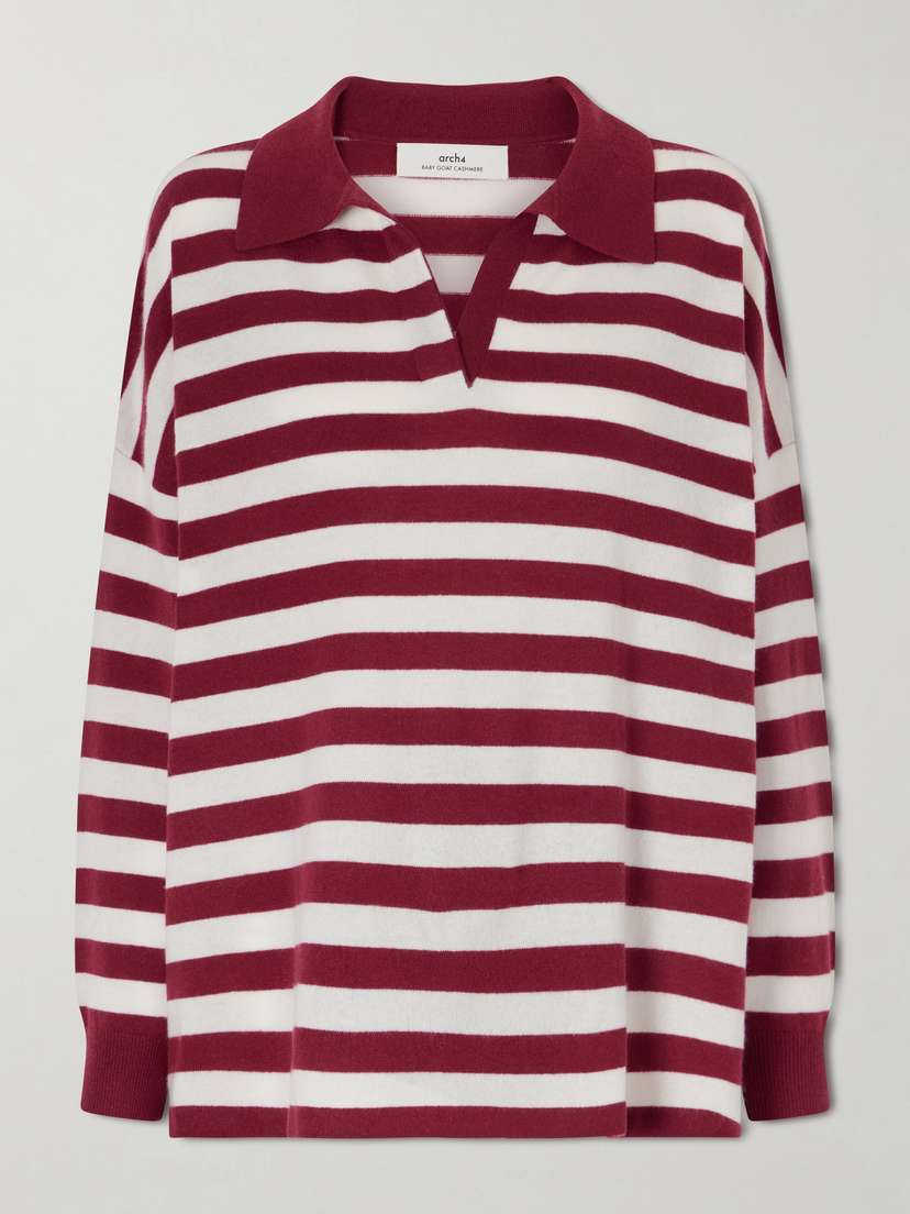 Arch4 Victoria Striped Cashmere Polo Shirt