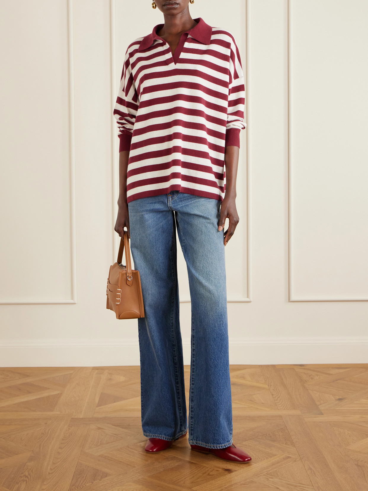 Victoria Striped Cashmere Polo