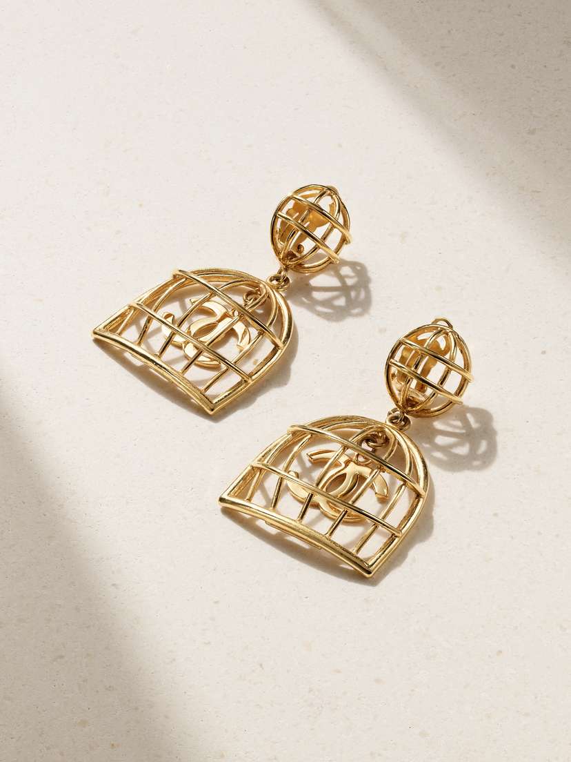 Susan Caplan Vintage Chanel Gold-plated Clip Earrings