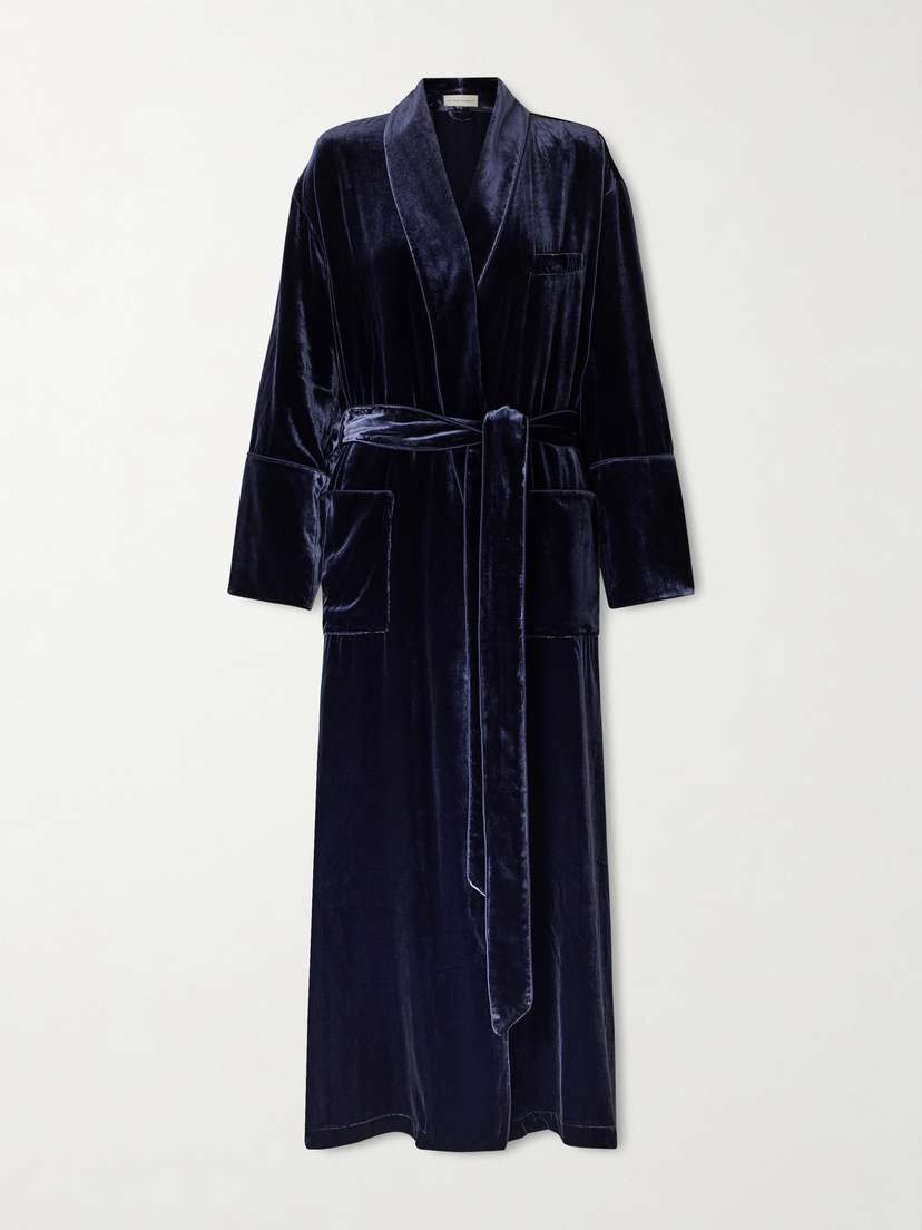 Olivia von Halle Capability Belted Velvet Robe