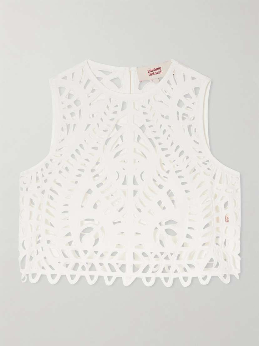 Emporio Sirenuse Ada Brisé Cropped Embroidered Cotton Top | Thumbnail 5