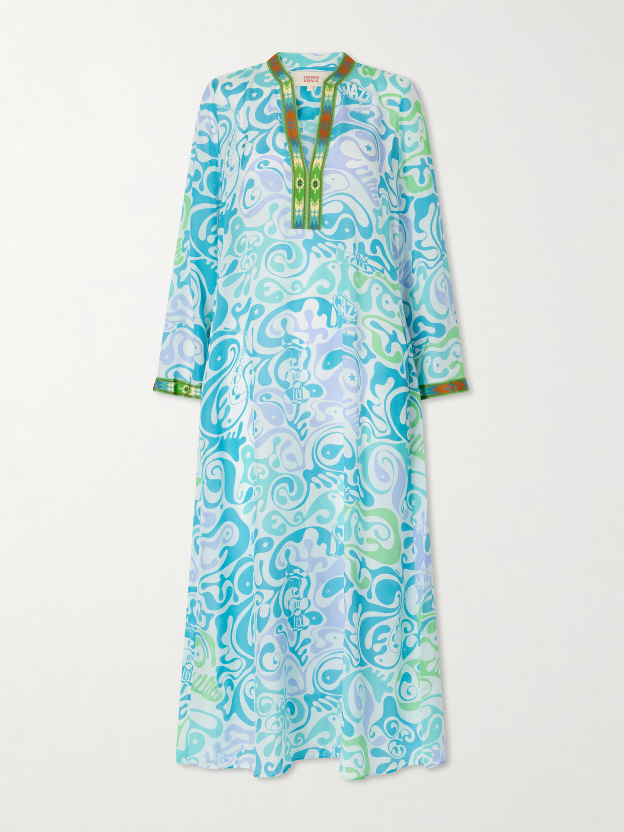 Emporio Sirenuse Jenna Printed Silk Coverup In Blue