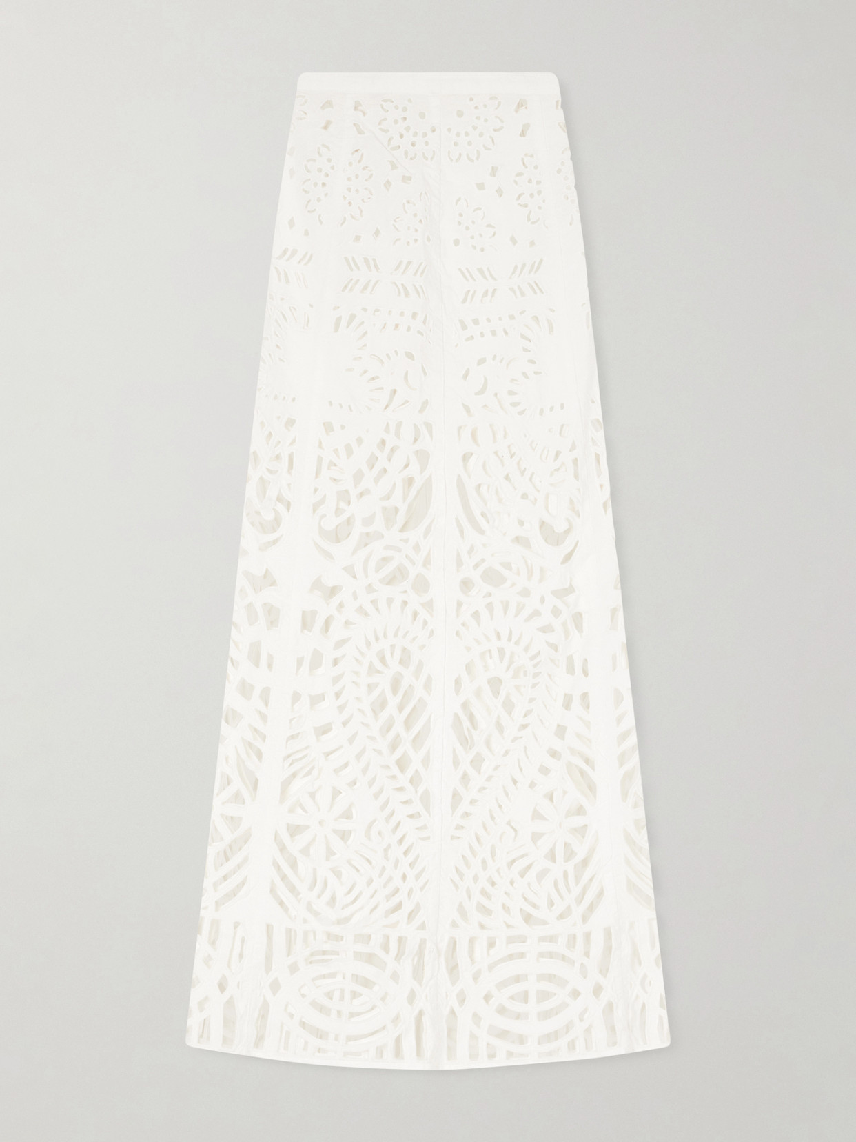 Emporio Sirenuse Rita Brisé Embroidered Cotton Midi Skirt In White