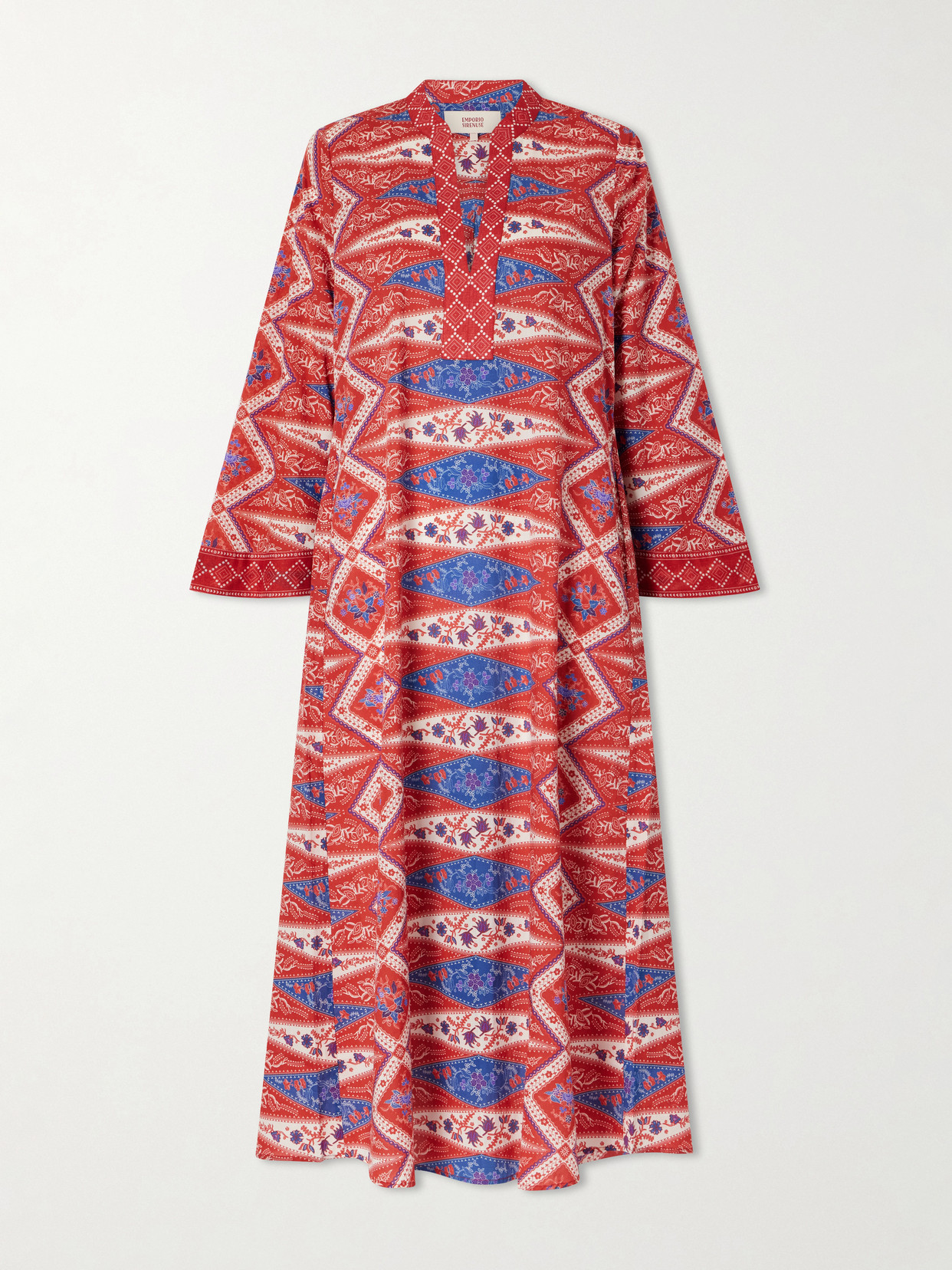 Emporio Sirenuse Jenna Printed Cotton-voile Coverup In Red