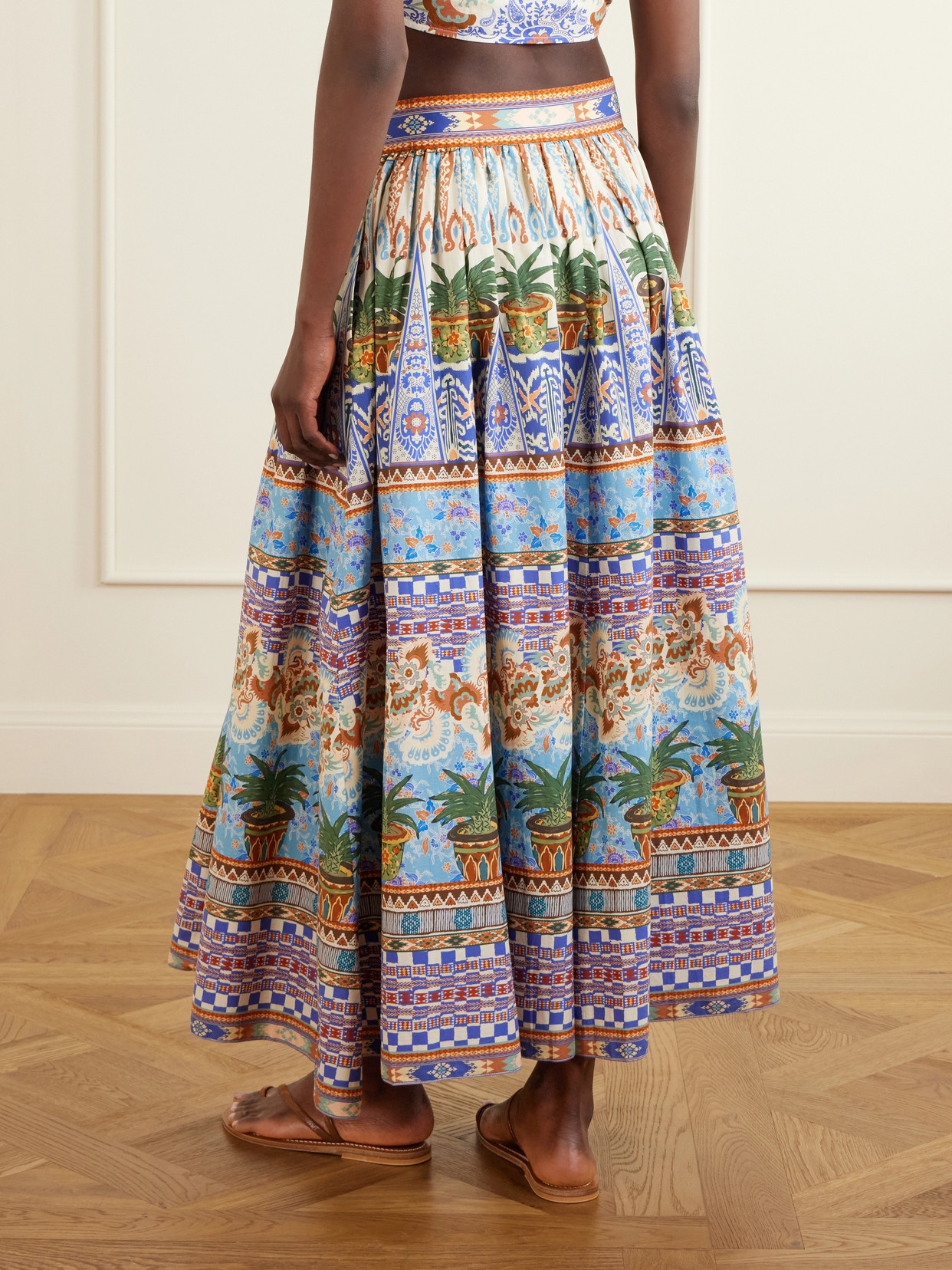 Ombretta Pleated Printed Cotton Midi