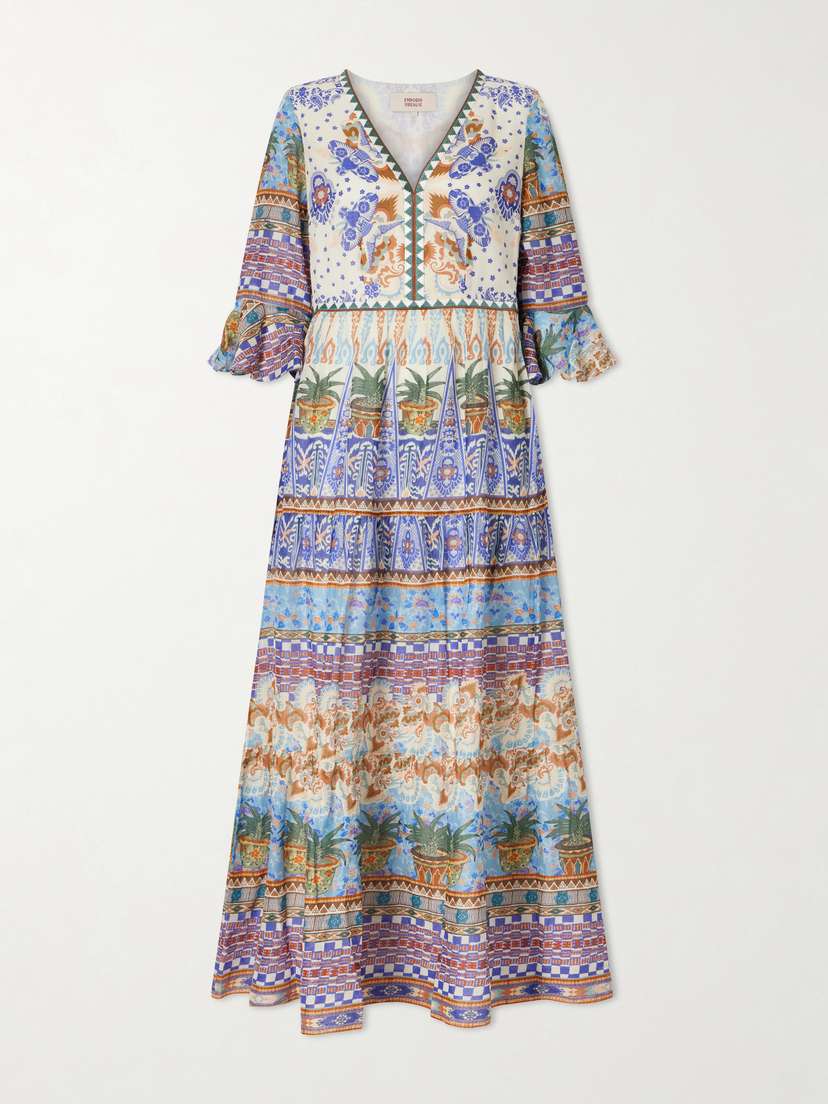 Emporio Sirenuse Bella Pleated Printed Cotton Maxi Dress | Thumbnail 5 Emporio Sirenuse Bella Pleated Printed Cotton Maxi Dress | Thumbnail 5