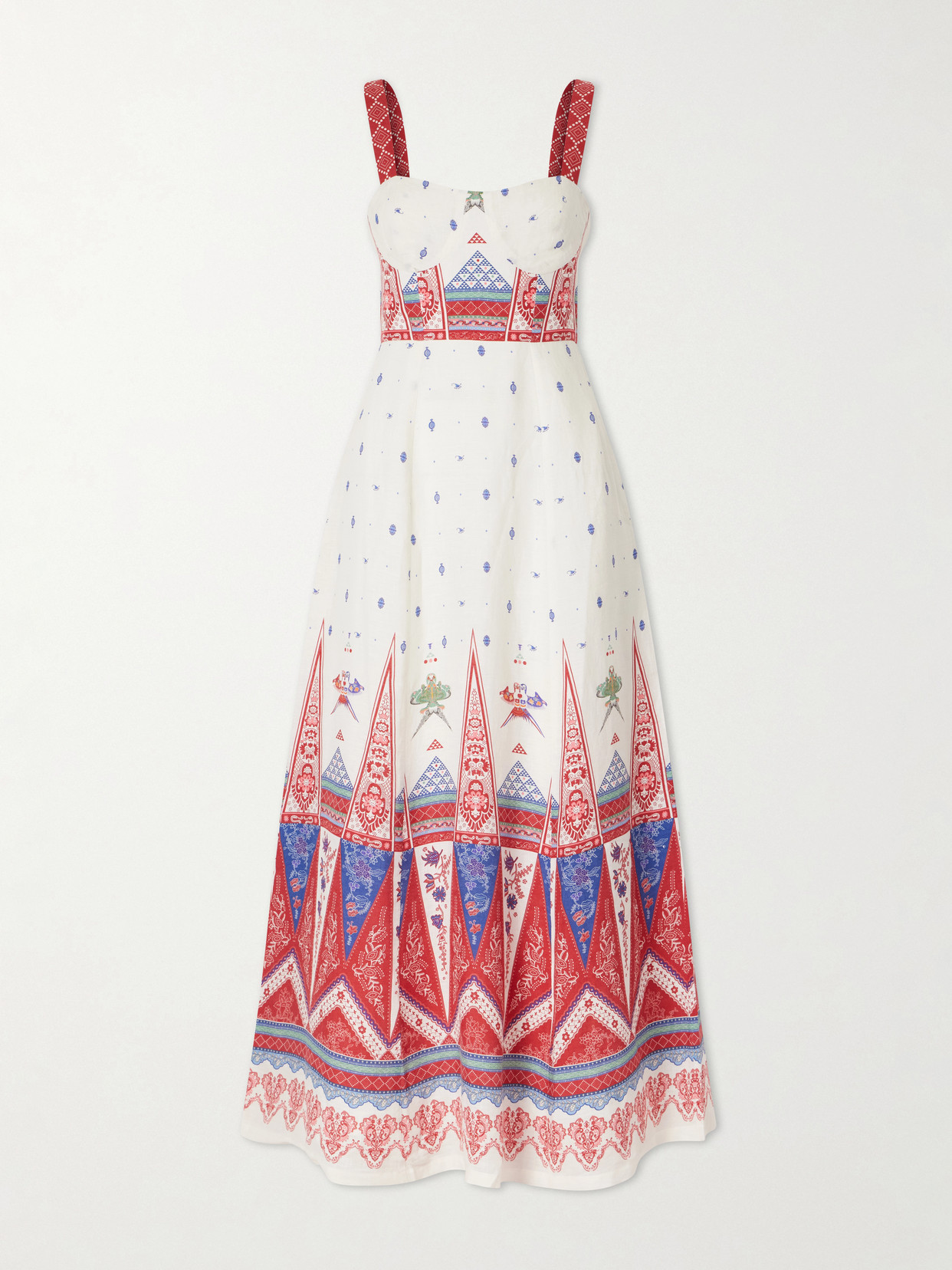 Emporio Sirenuse Azzurra Printed Linen Maxi Dress In Multi