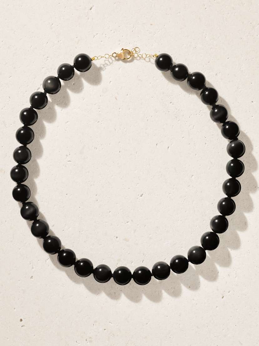 JIA JIA Oracle 14-karat Gold, Onyx And Crystal Necklace