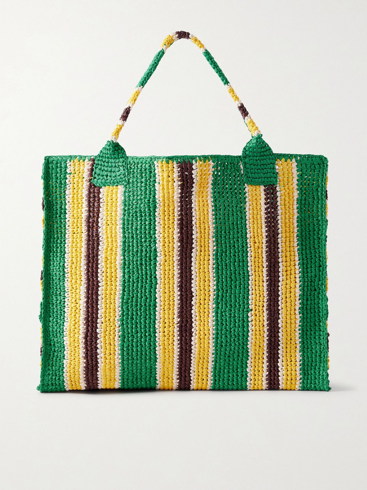 Sol striped woven raffia tote bag