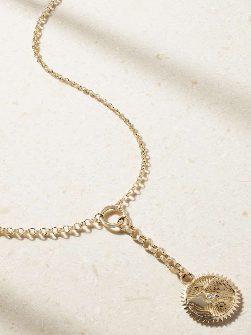 Foundrae Solar & Lunar + Small Mixed Belcher 18-karat Gold Diamond Necklace | Thumbnail 5