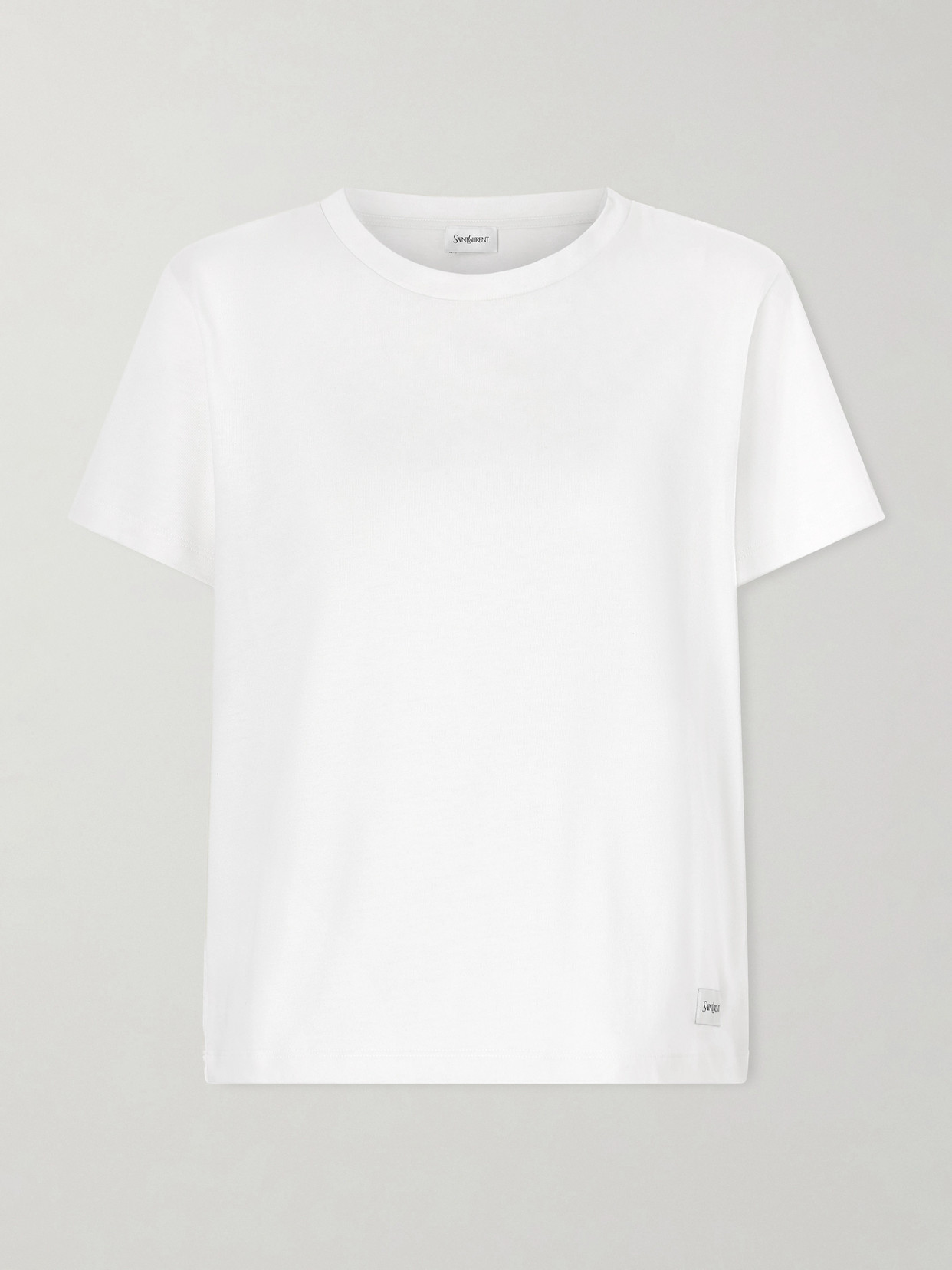 Saint Laurent Appliquéd Cotton And Modal-blend Jersey T-shirt In White