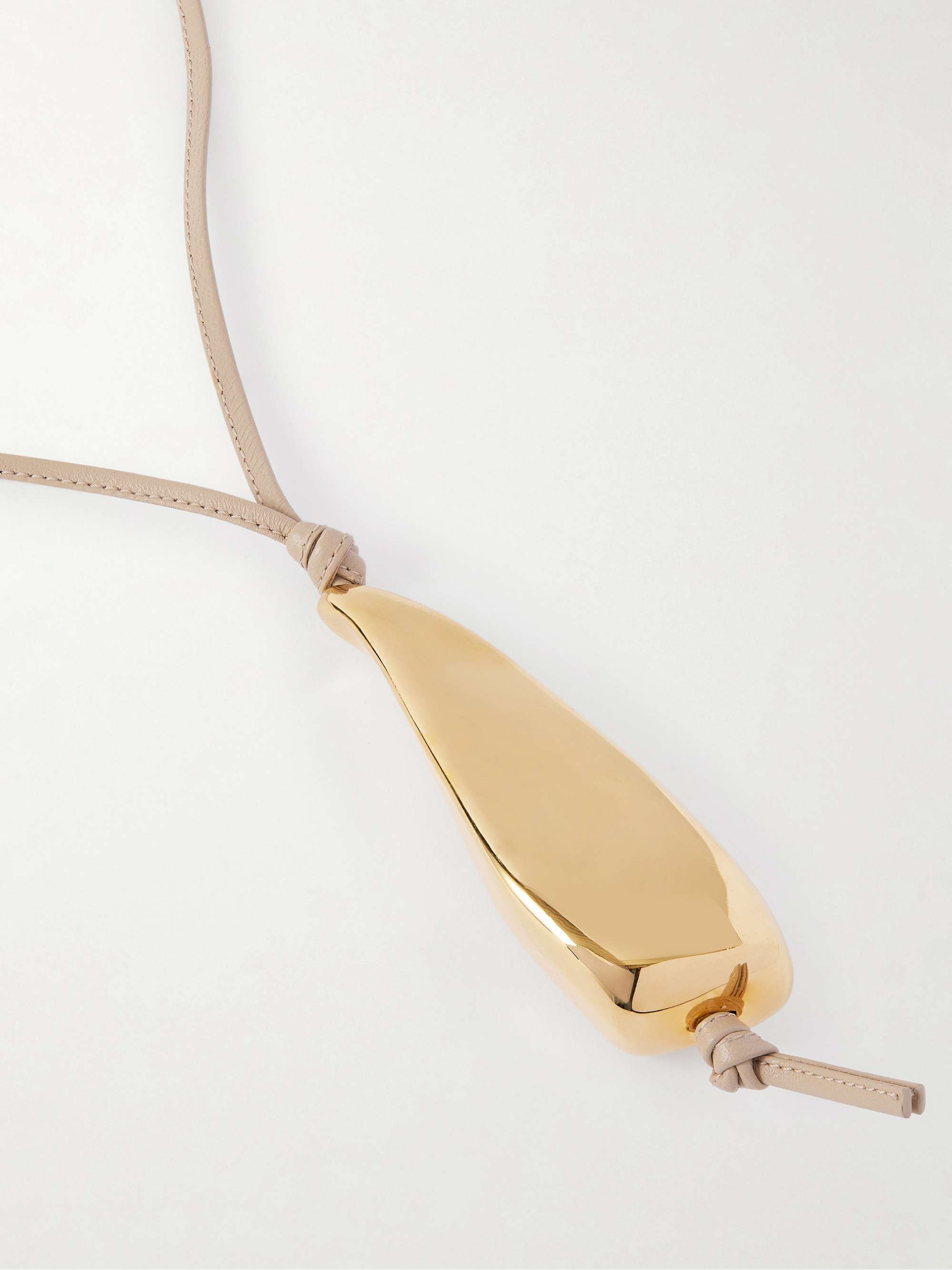 BOTTEGA VENETA Prisma Gold-tone and leather necklace | NET-A-PORTER