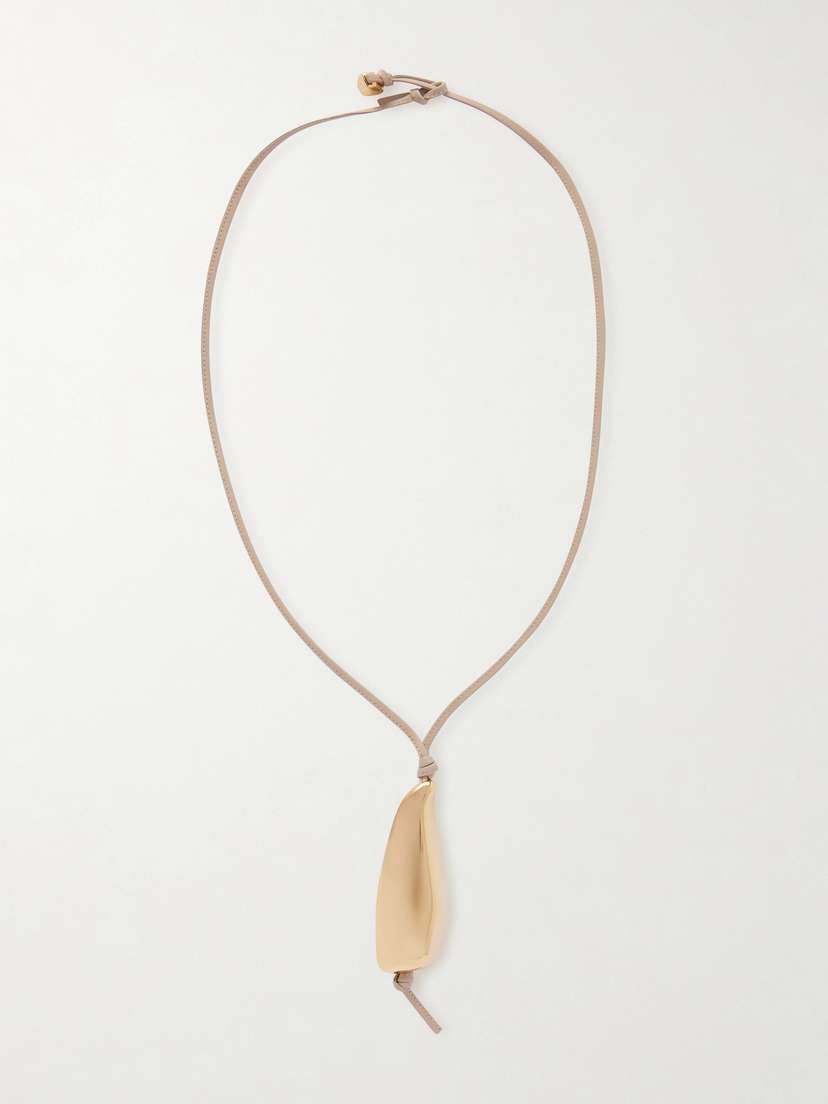 Bottega Veneta Prisma Gold-tone And Leather Necklace