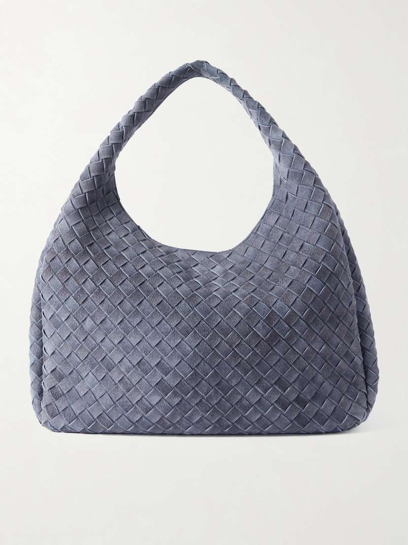 Bottega Veneta Campana Large Intrecciato Suede Shoulder Bag