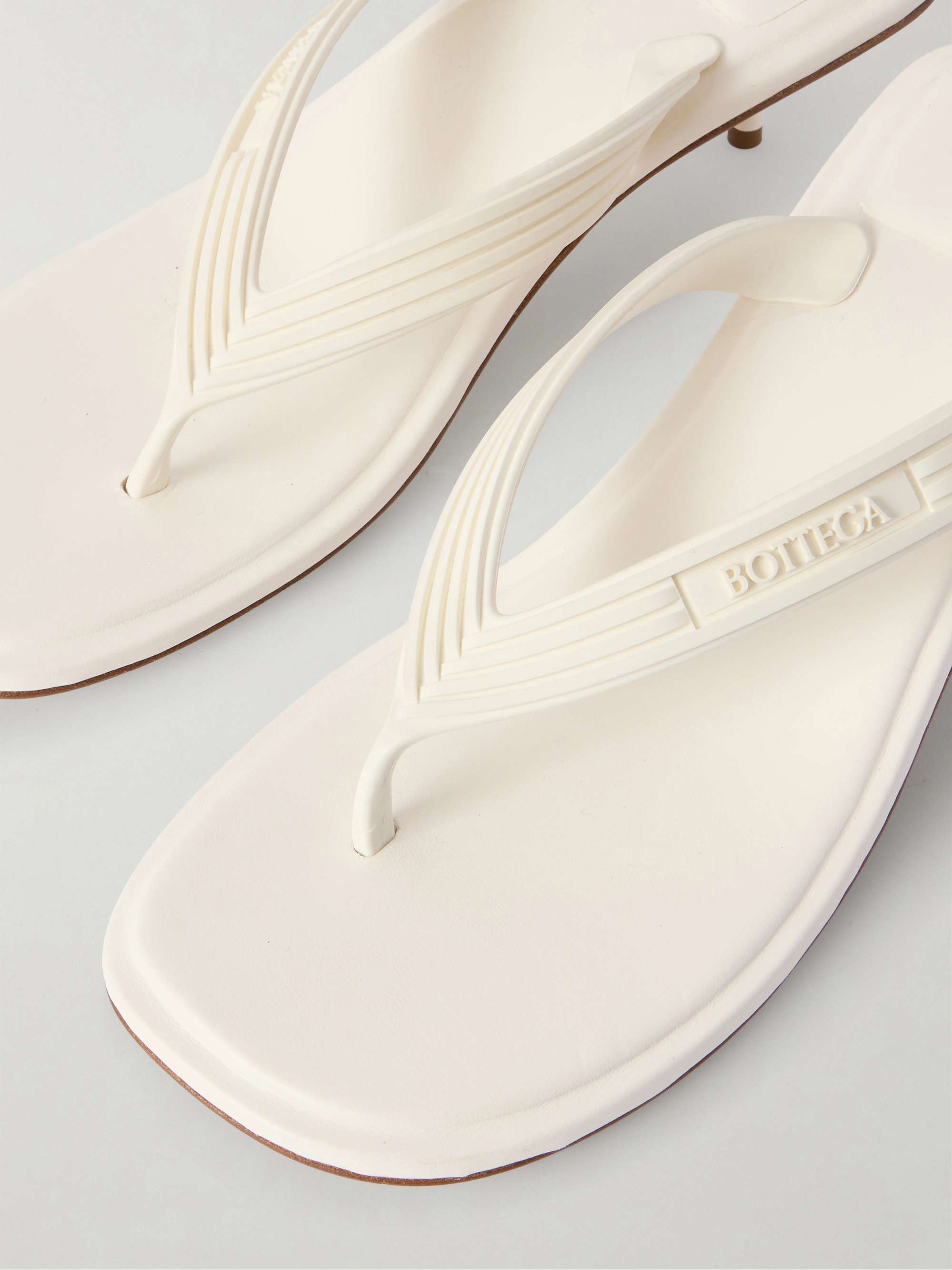 BOTTEGA VENETA Sampieri Thong leather-trimmed and rubber sandals