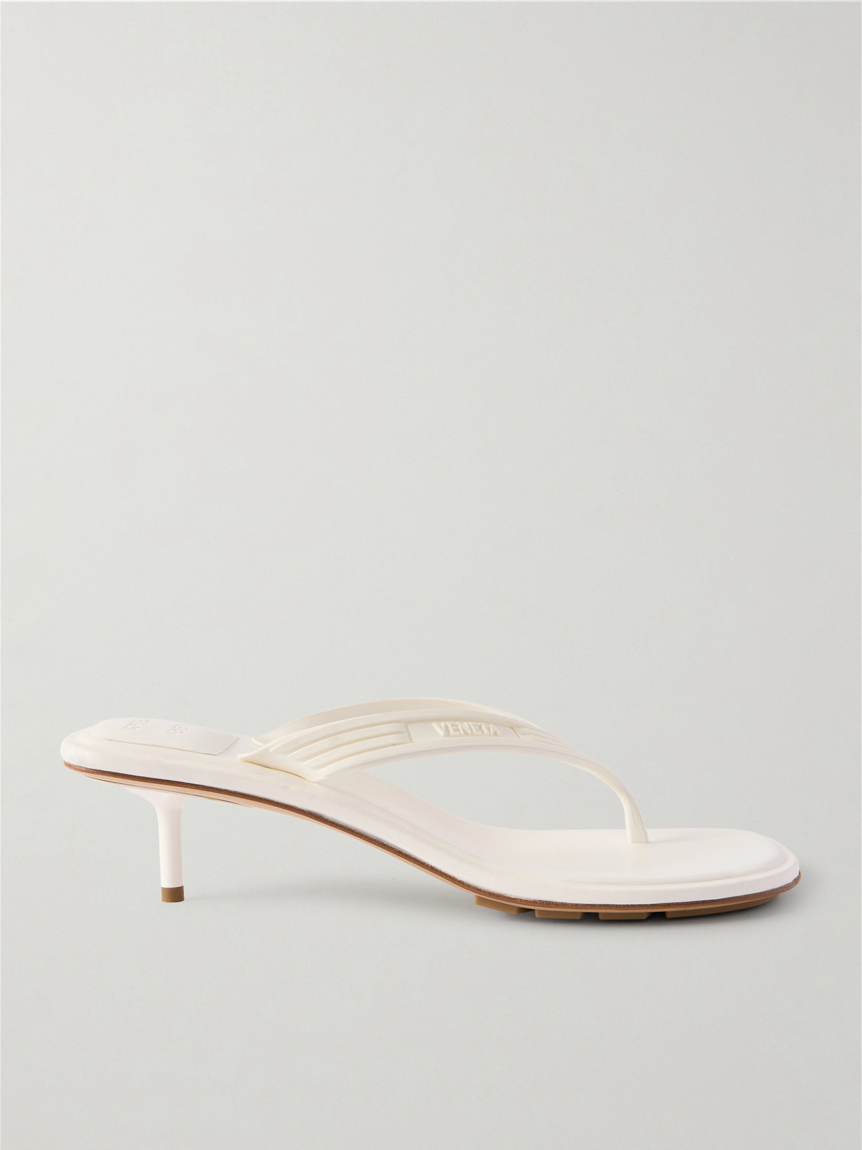 Bottega Veneta - Sampieri Thong Logo-embossed Leather-trimmed Rubber Sandals - White