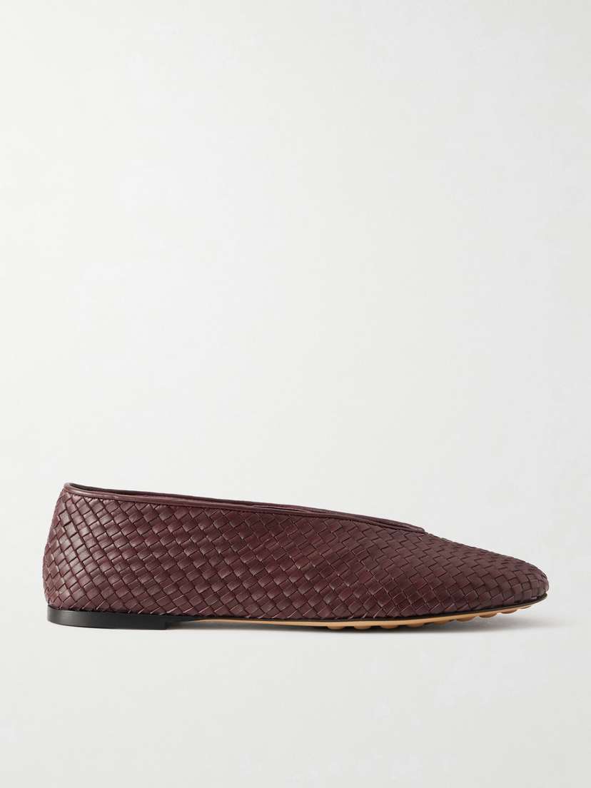 Bottega Veneta Rosa Intrecciato Leather Ballet Flats