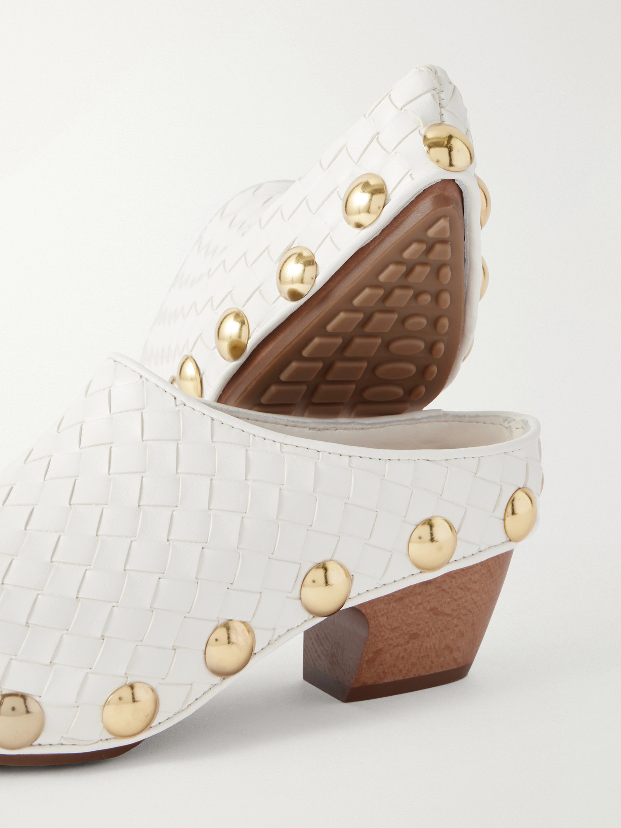 Gondola Studded Intrecciato Leather Clogs