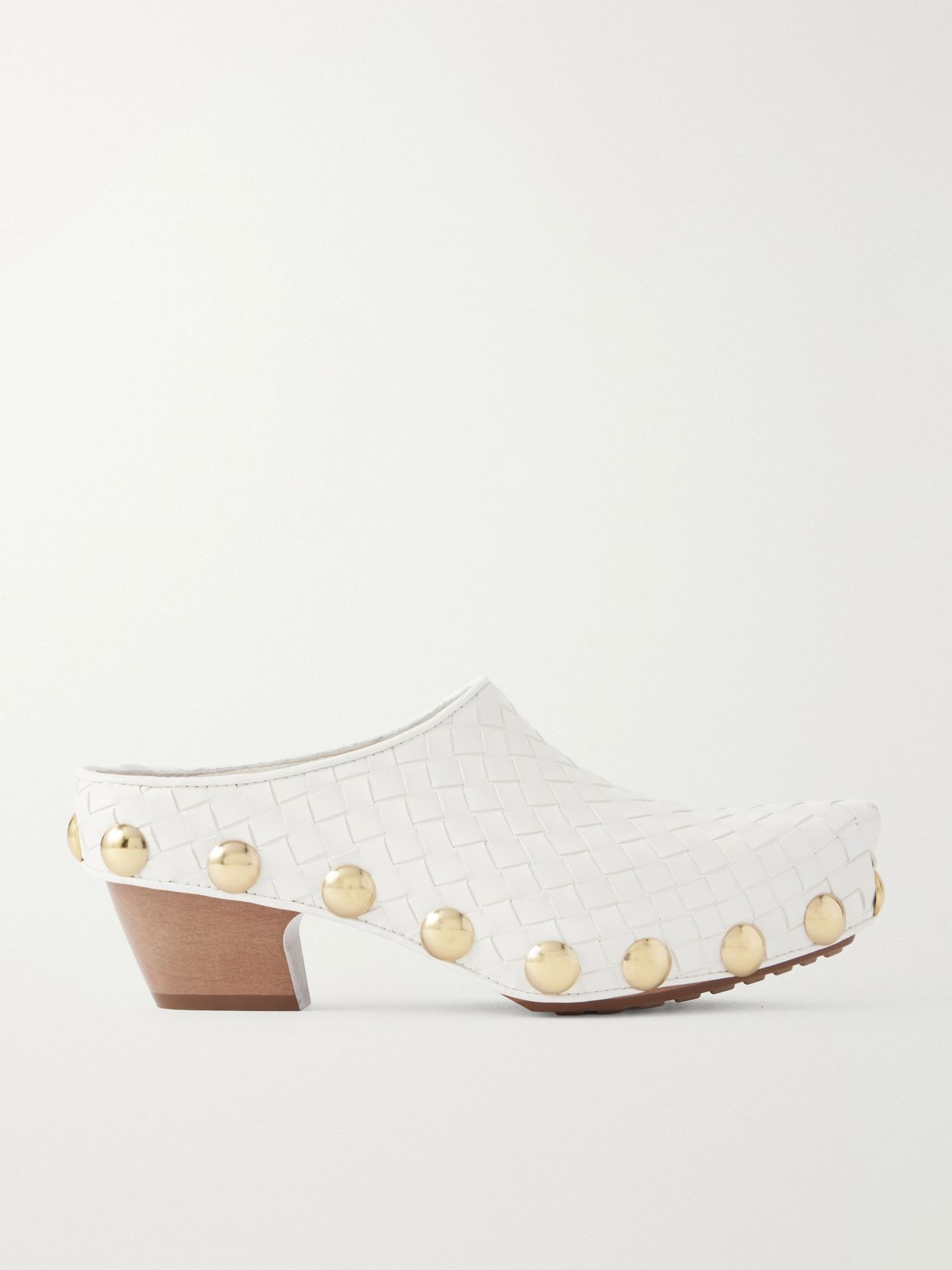 Gondola studded Intrecciato leather clogs
