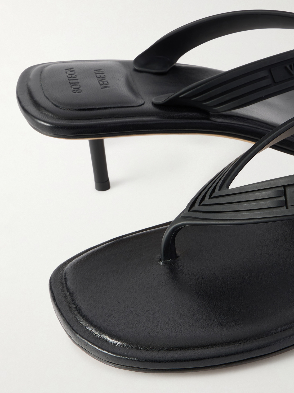 Sampieri Thong Logo-Embossed Leather-Trimmed Rubber Sandals
