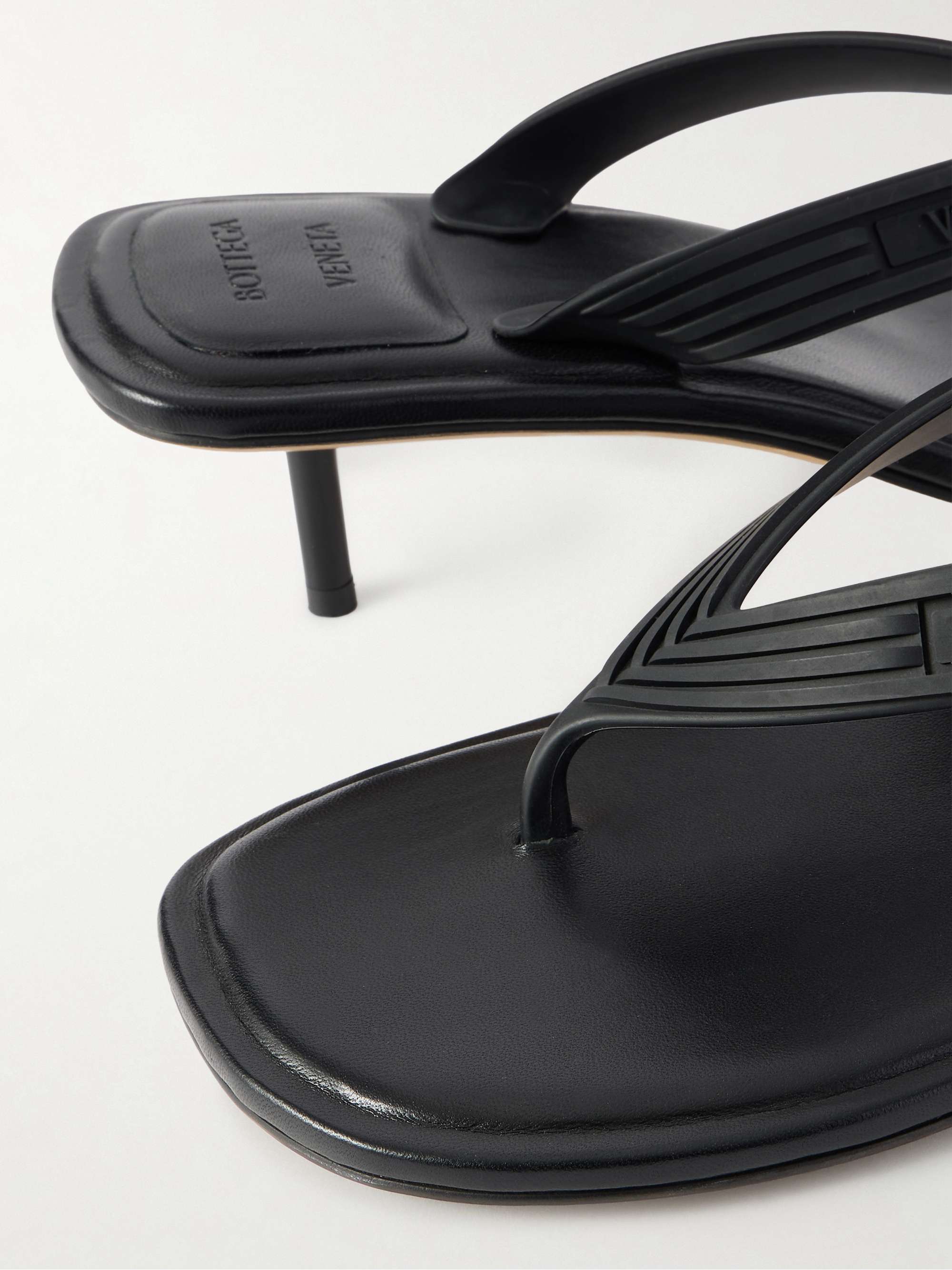 BOTTEGA VENETA Sampieri Thong leather-trimmed and rubber sandals