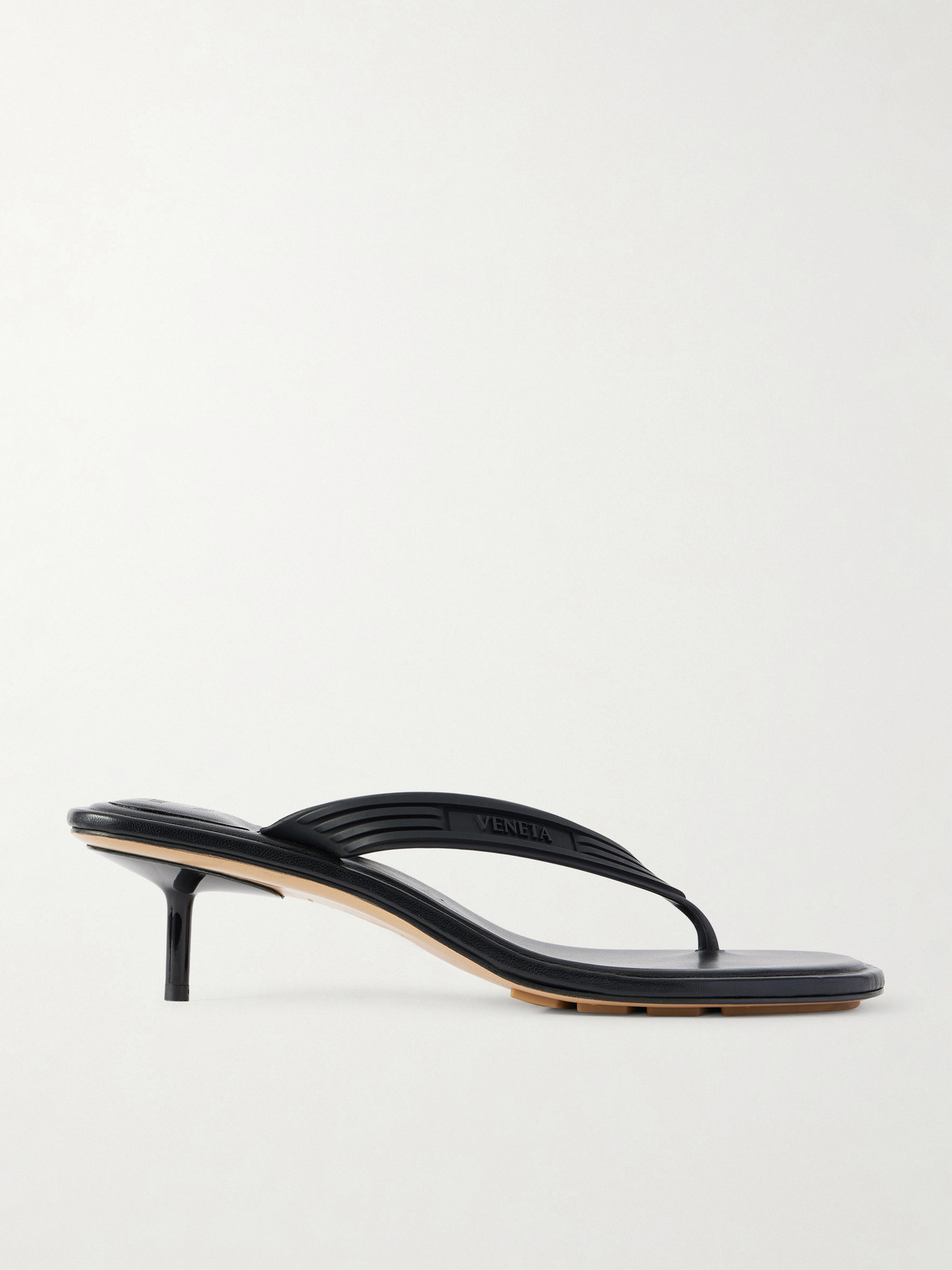 Bottega Veneta - Sampieri Thong Logo-embossed Leather-trimmed Rubber Sandals - Black