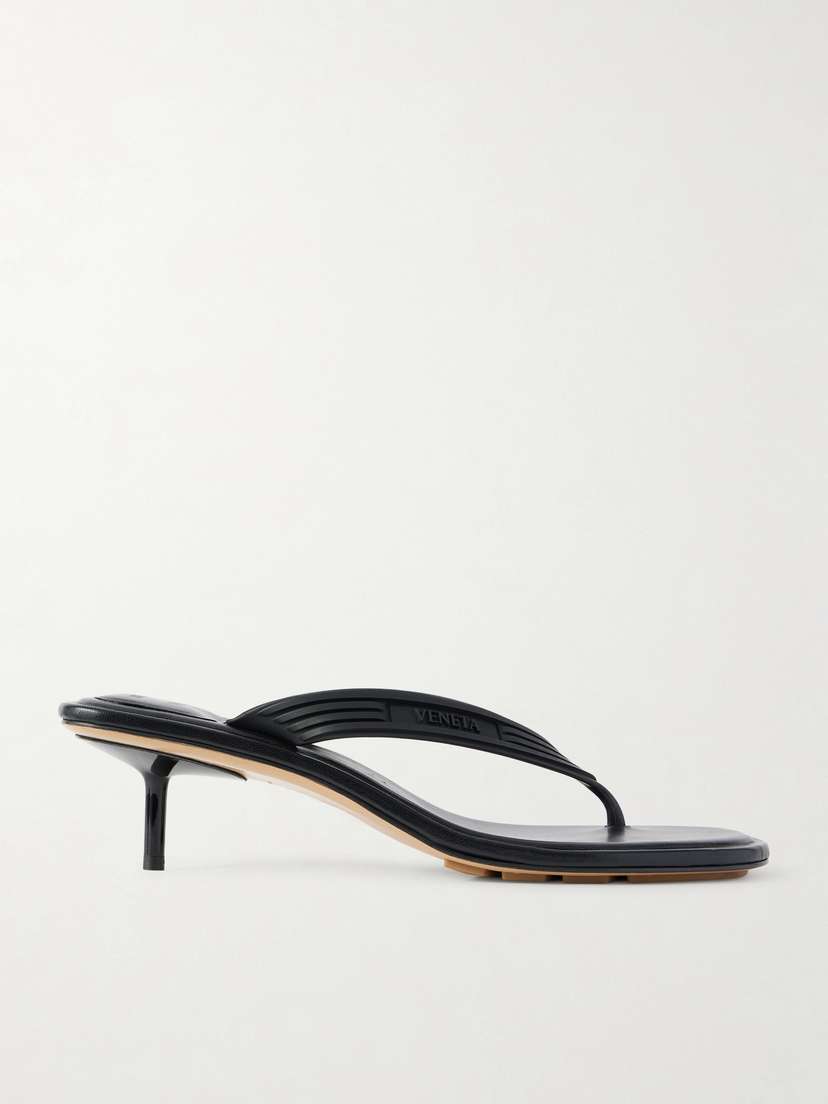 Bottega Veneta Sampieri Thong Leather-trimmed And Rubber Sandals
