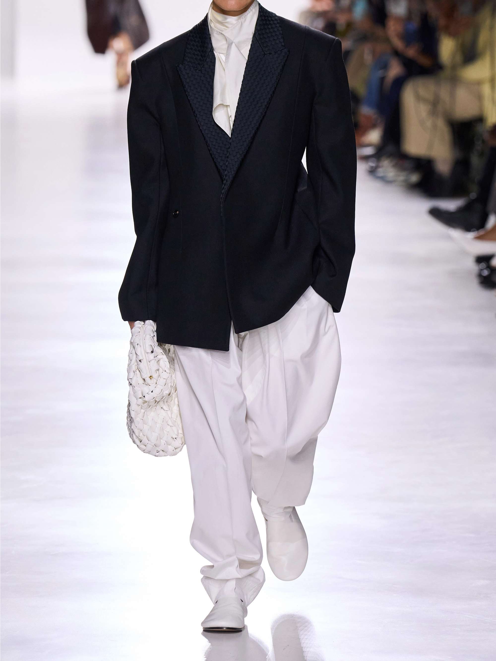 BOTTEGA VENETA Intrecciato satin-trimmed wool and mohair-blend
