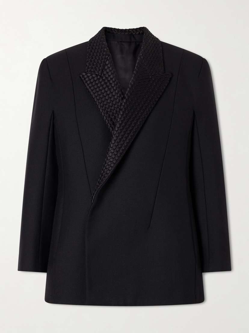 Bottega Veneta Intrecciato Satin-trimmed Wool And Mohair-blend Blazer