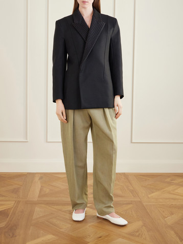 Bottega Veneta Intrecciato satin-trimmed wool and mohair-blend blazer