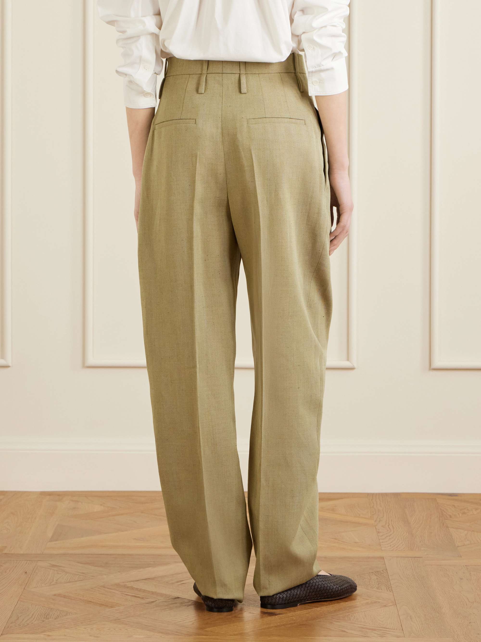 BOTTEGA VENETA Cropped pleated woven tapered pants | NET-A-PORTER