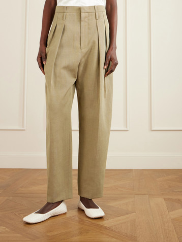 Bottega Veneta Cropped pleated woven tapered pants