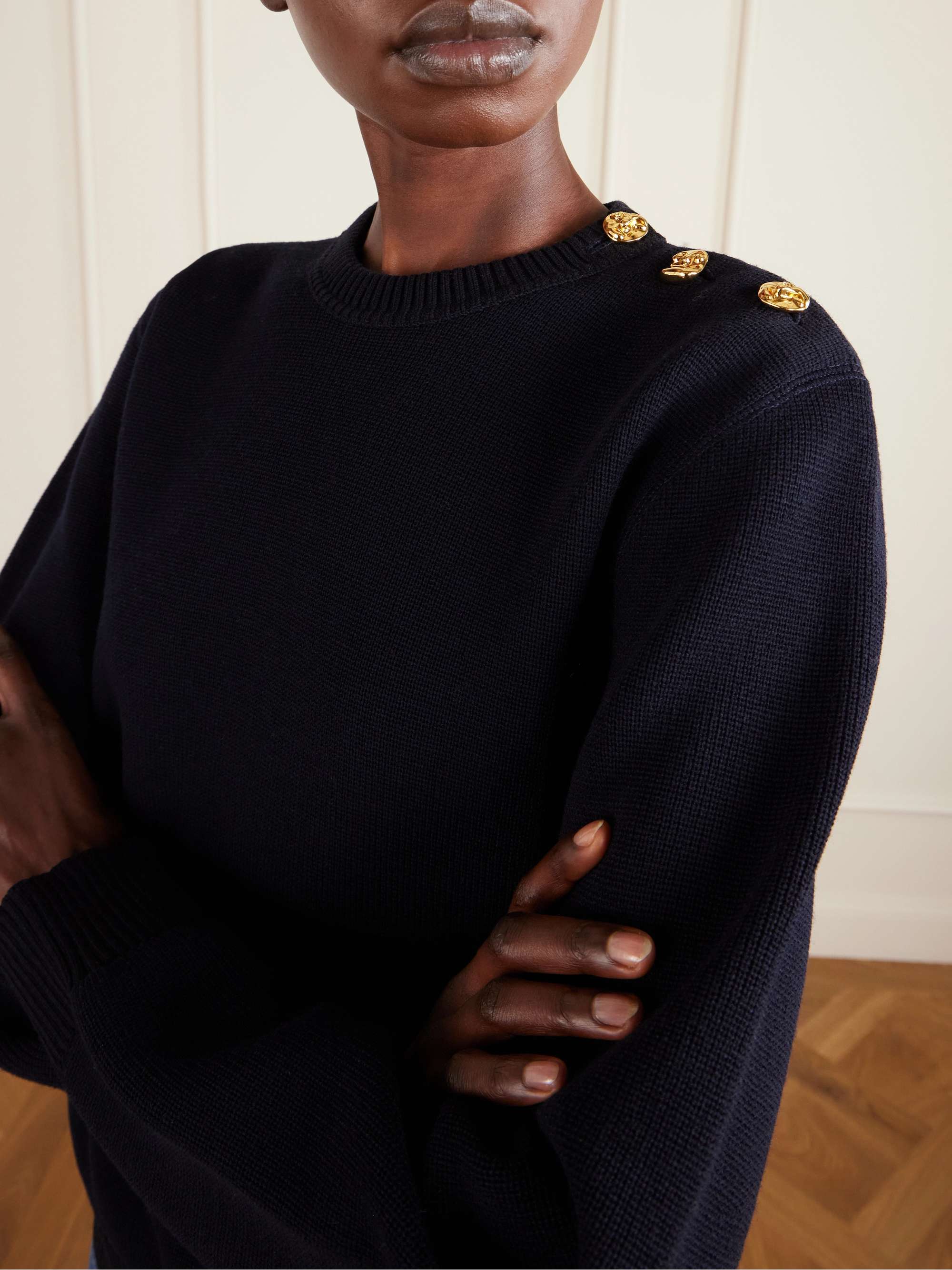 BOTTEGA VENETA Embellished wool and cotton-blend sweater | NET-A