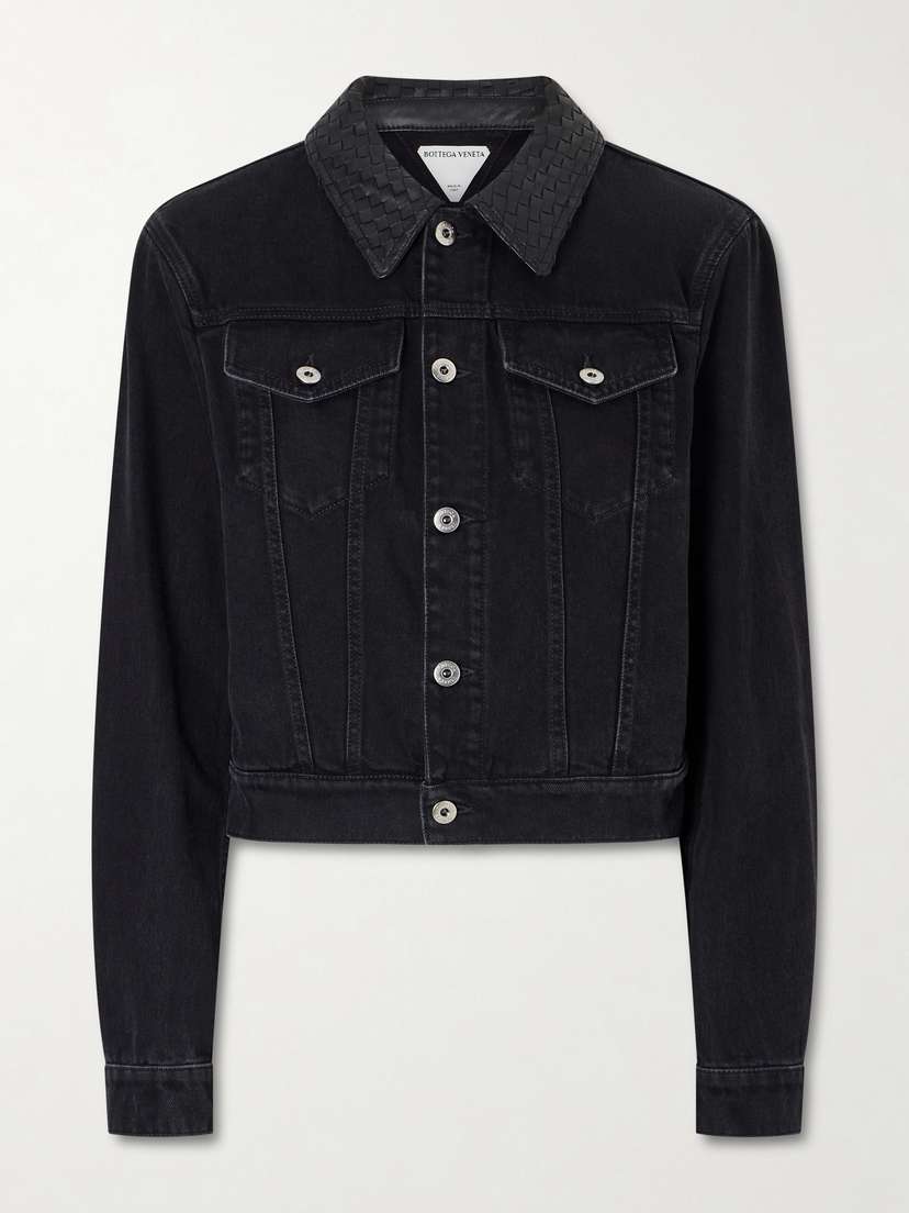 Bottega Veneta Intrecciato Leather-trimmed Denim Jacket