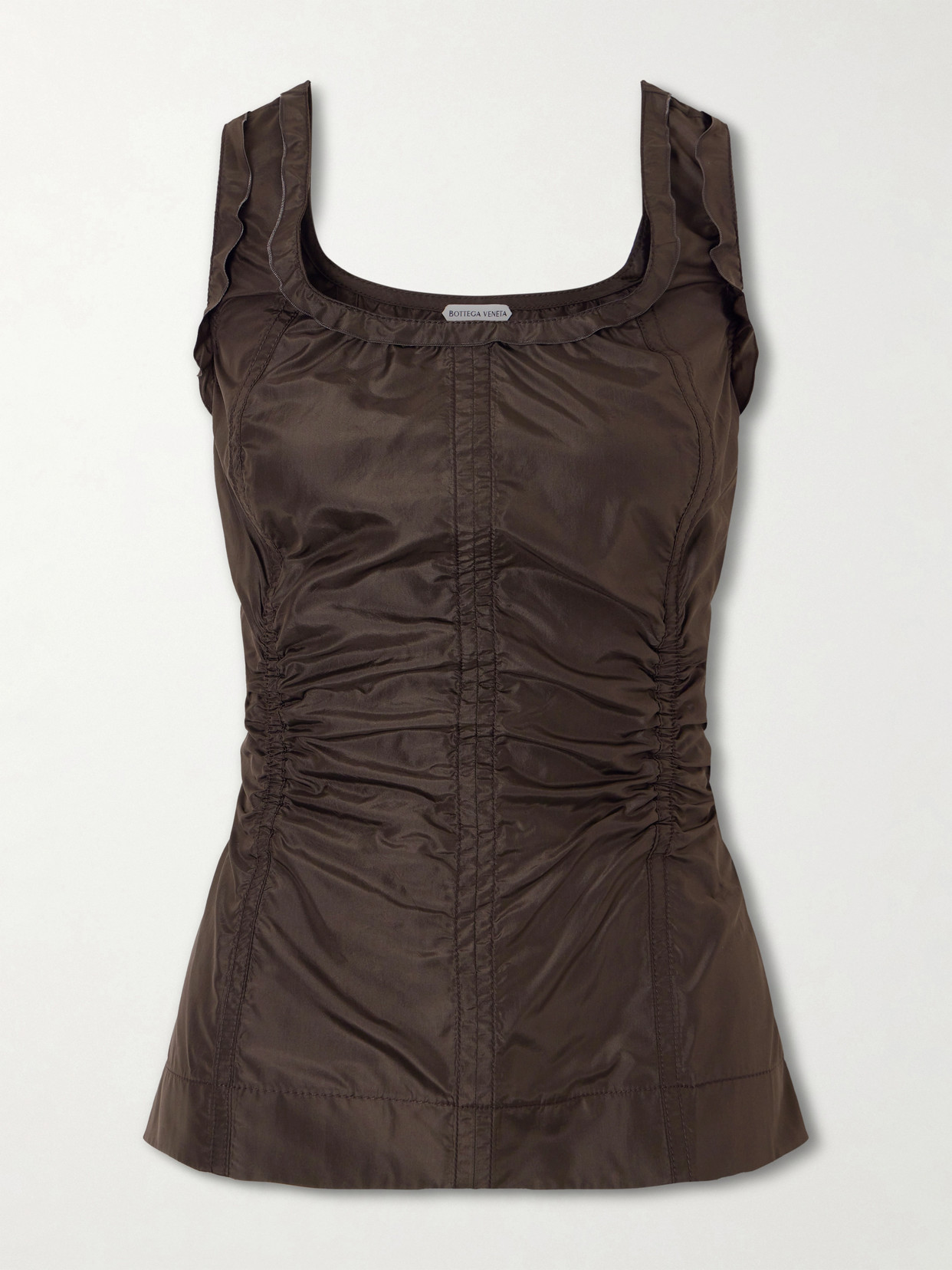 Gathered Paneled Silk-Taffeta Tank