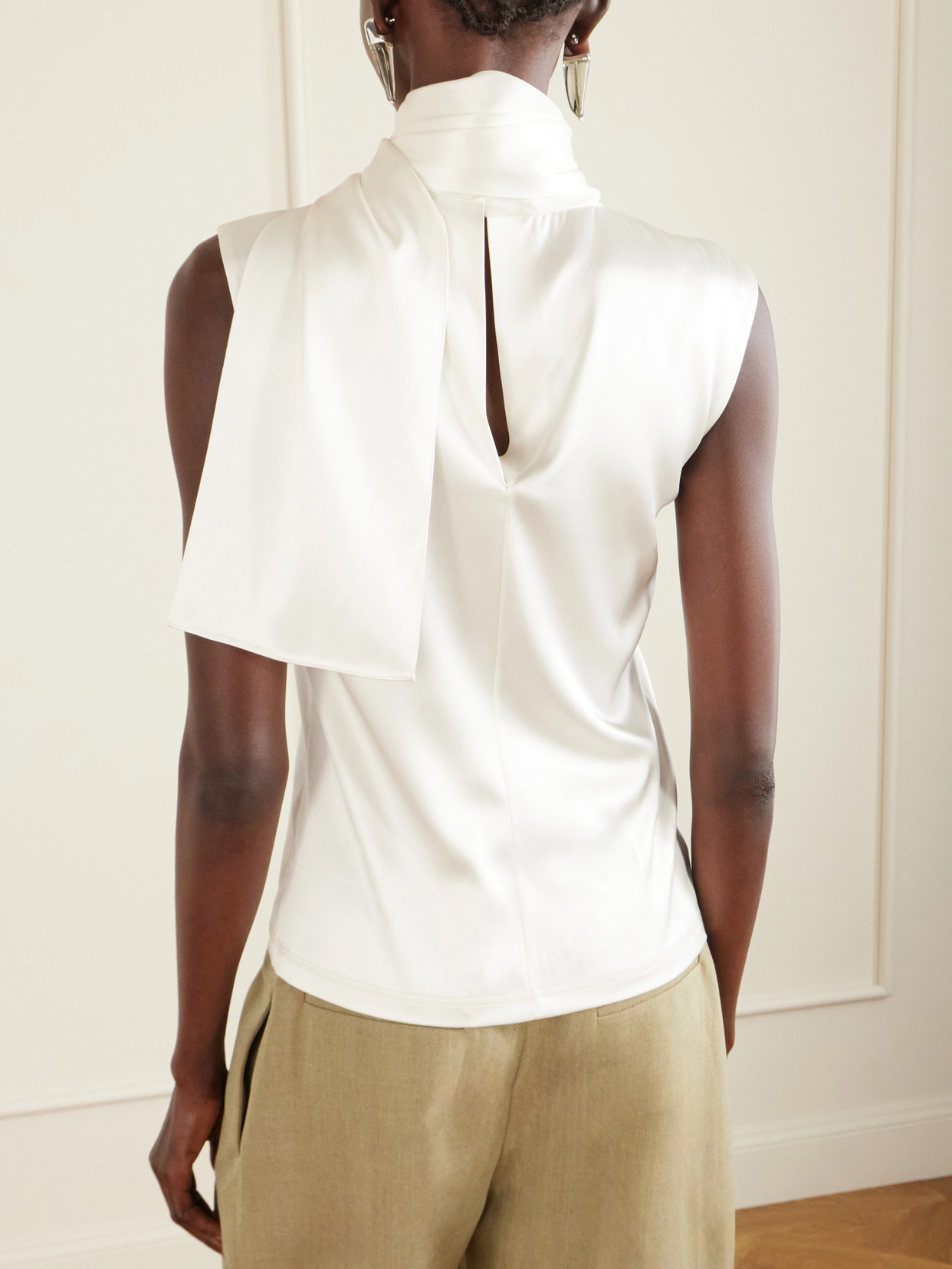 Tie-Detailed Stretch-Silk Top