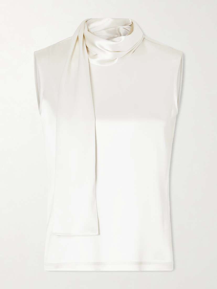 Bottega Veneta Tie-detailed Stretch-silk Satin Top