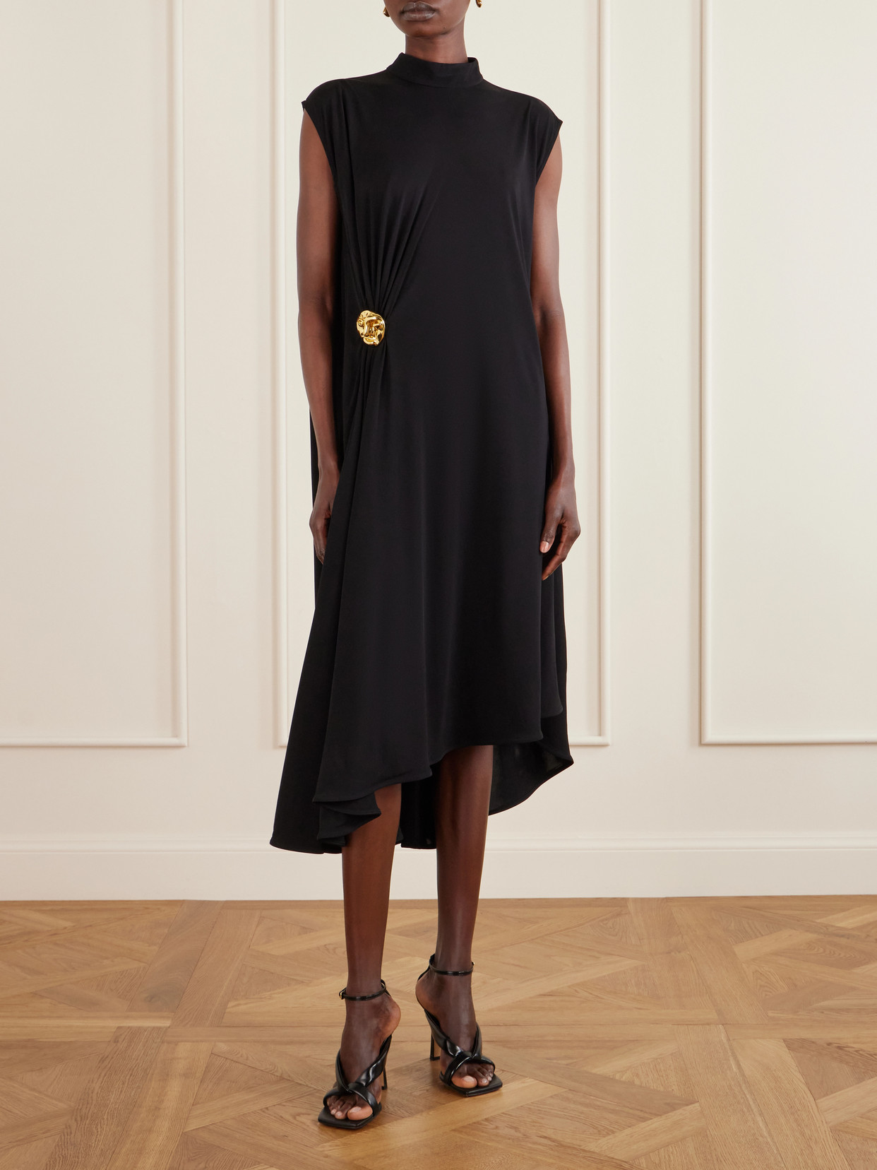 Embellished Jersey Midi Dress
