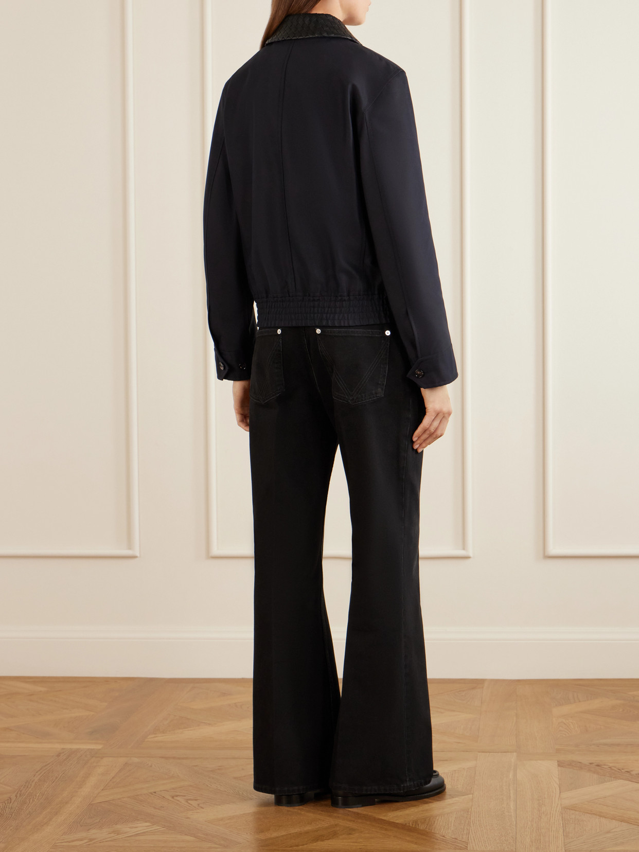 Intrecciato Leather-Trimmed Canvas Jacket