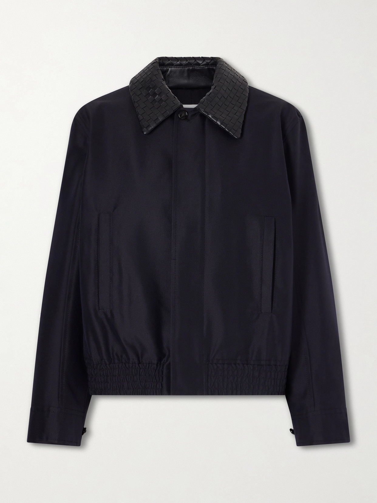 Intrecciato Leather-Trimmed Canvas Jacket