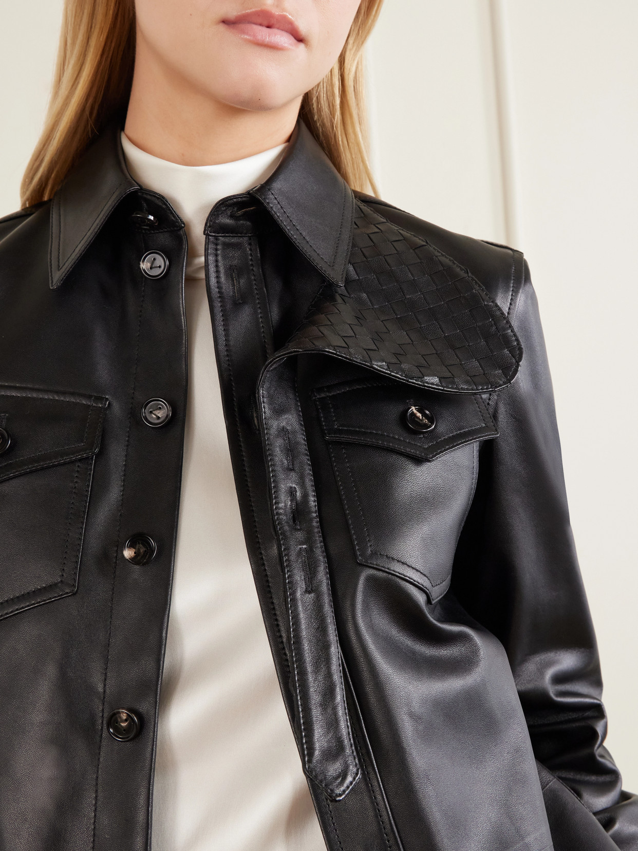 Intrecciato-Trimmed Shirt