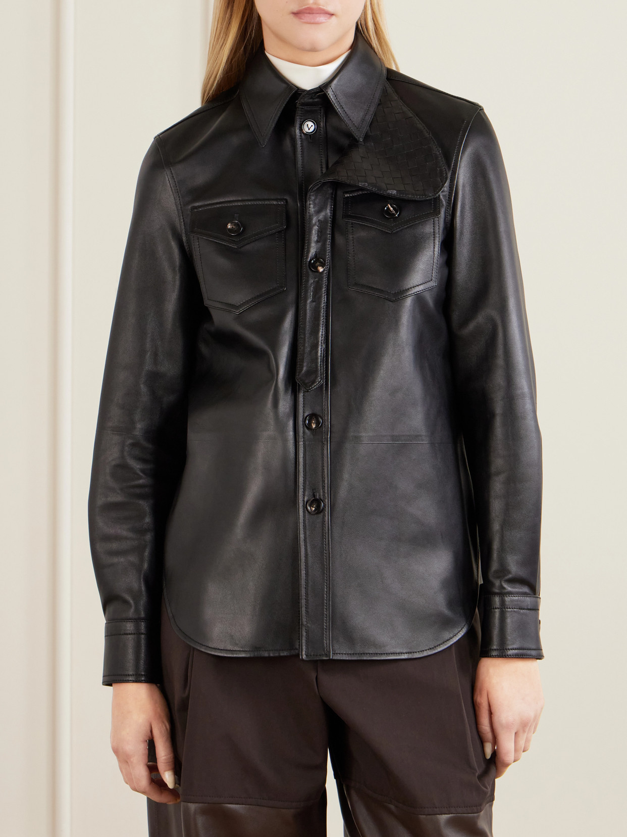 Intrecciato-Trimmed Shirt