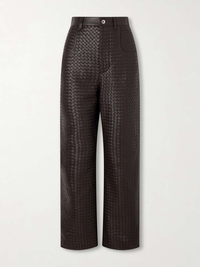 Bottega Veneta Intrecciato Leather Straight-leg Pants