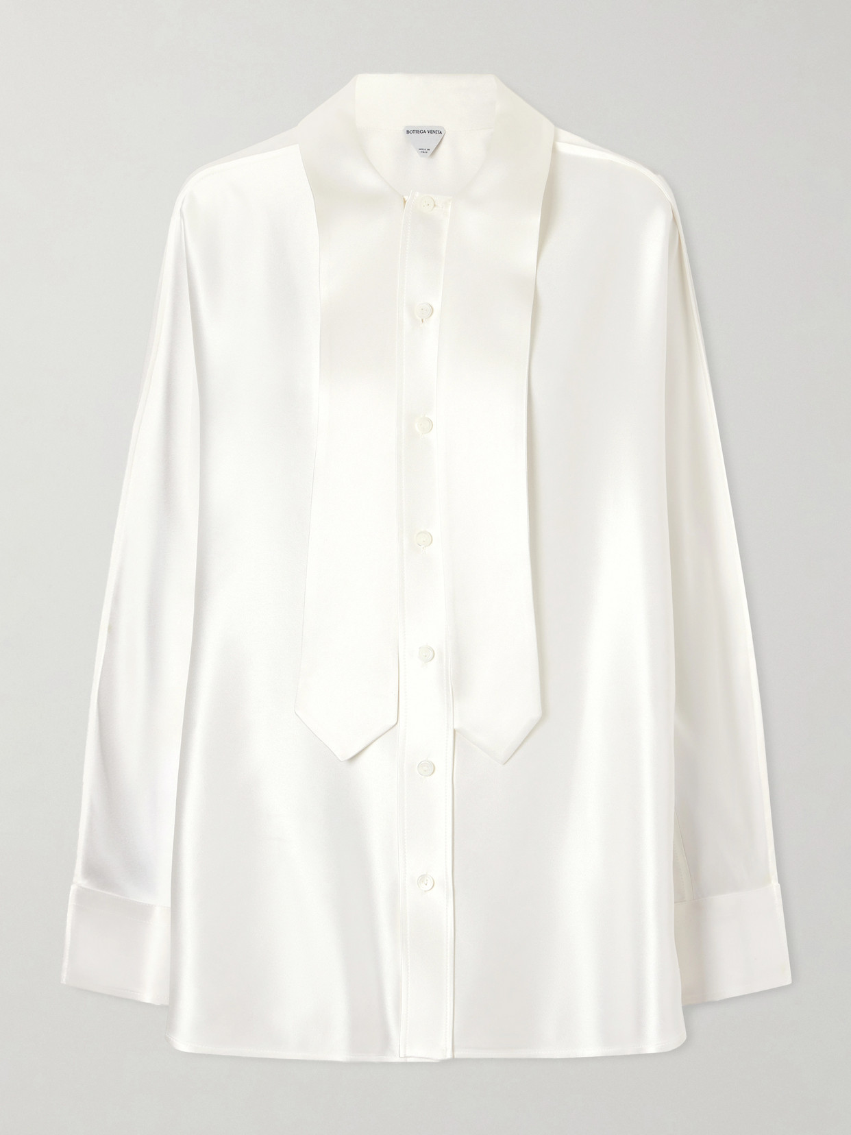 Tie-Detailed Silk-Satin Shirt